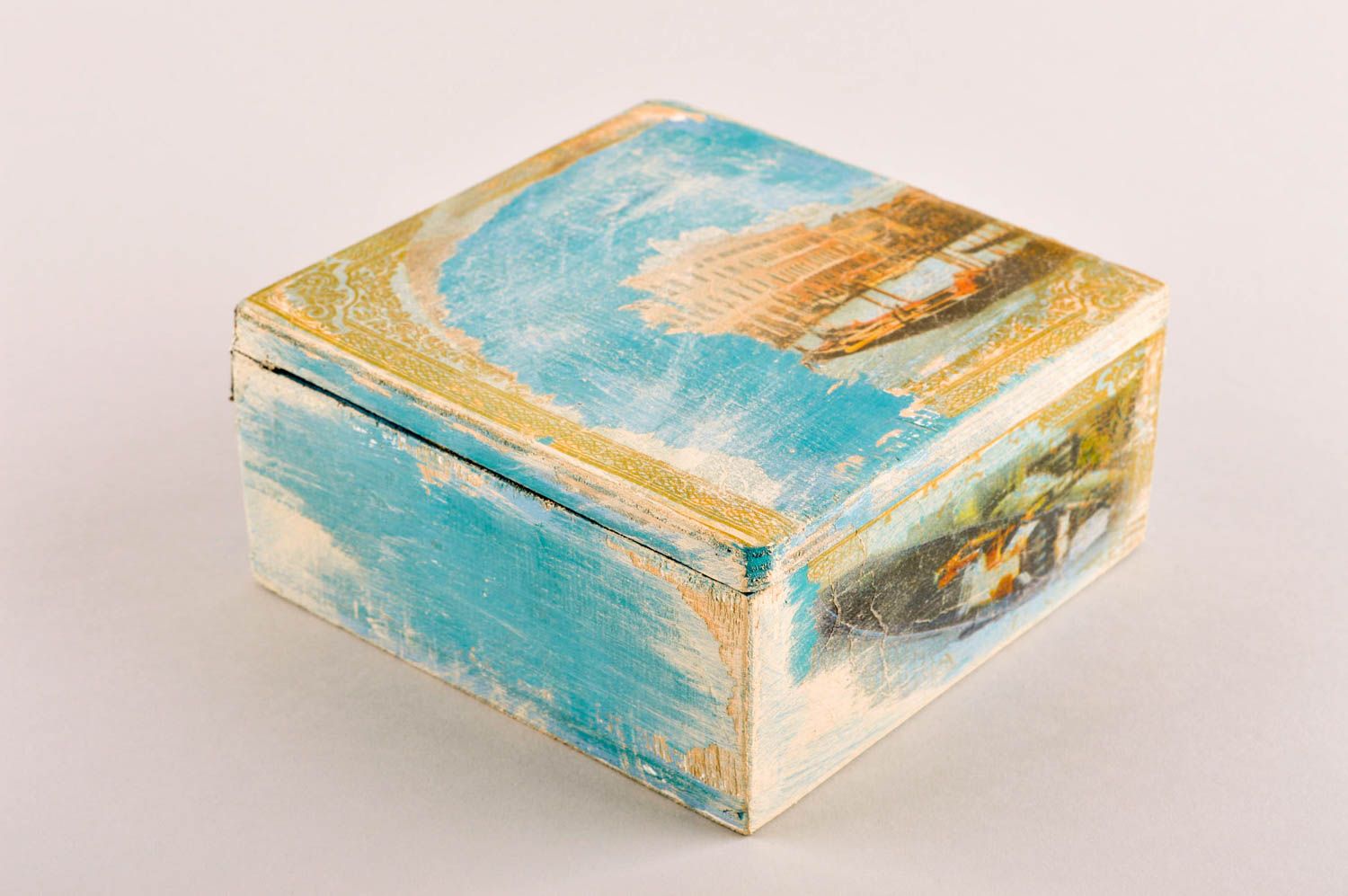 Small handmade wooden box design beautiful jewelry box wood craft gifts for her photo 3