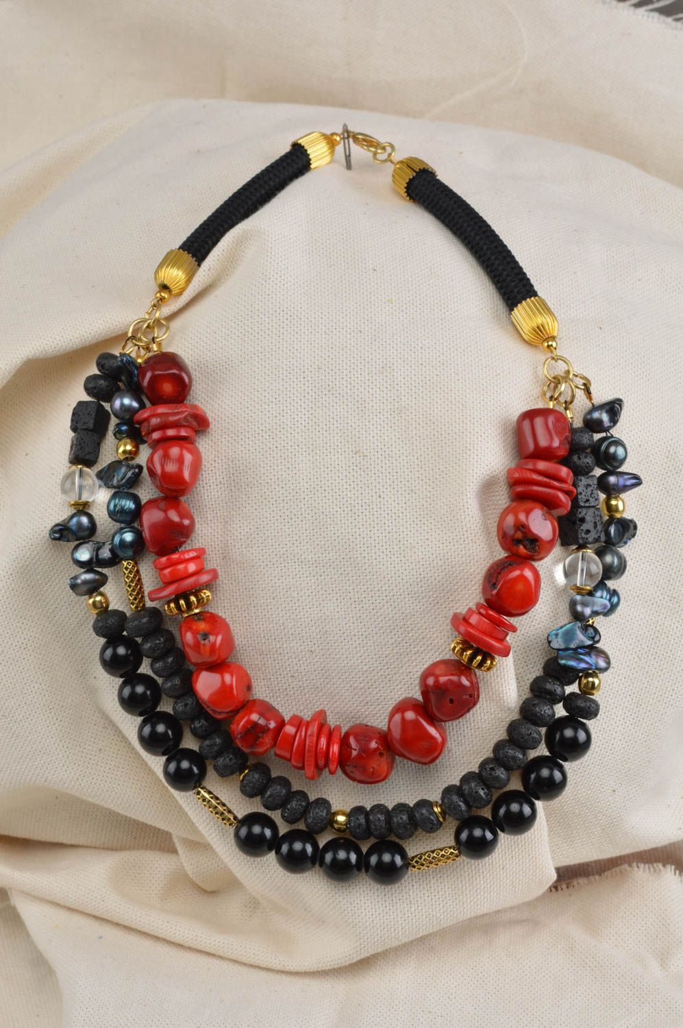 Beautiful handmade beaded necklace designer necklace with natural stones photo 1