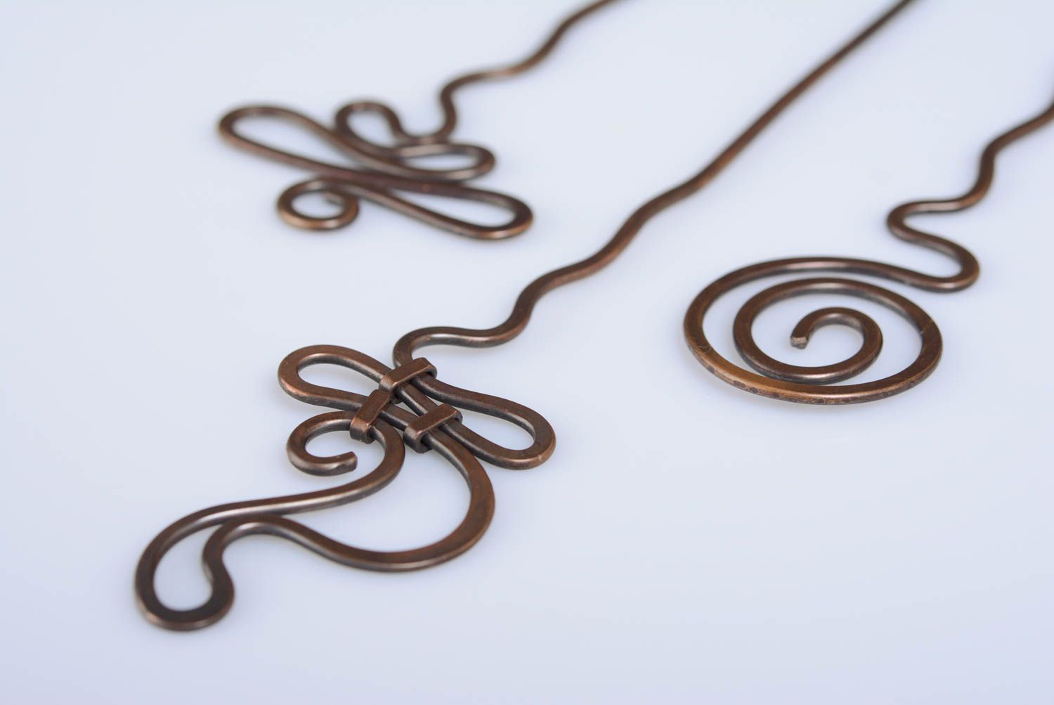 Twisted copper hairpin made using the art of wire wrap handmade hair accessory photo 5