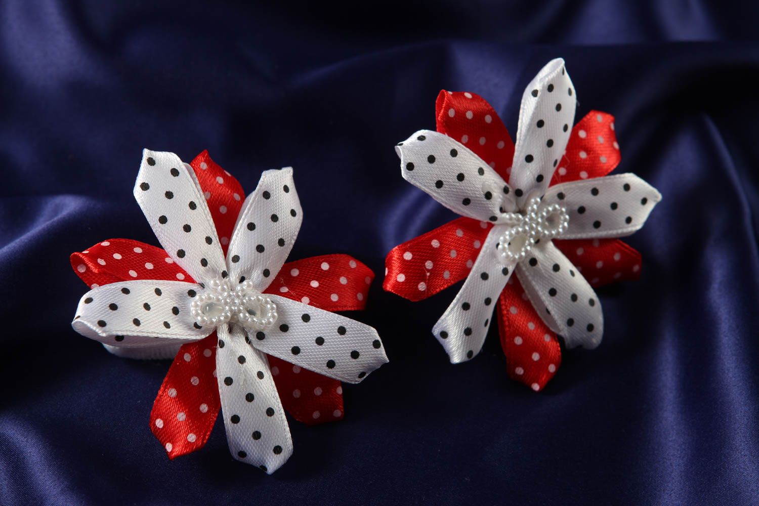 Flower scrunchies handmade satin scrunchies hair accessories present for girl photo 1