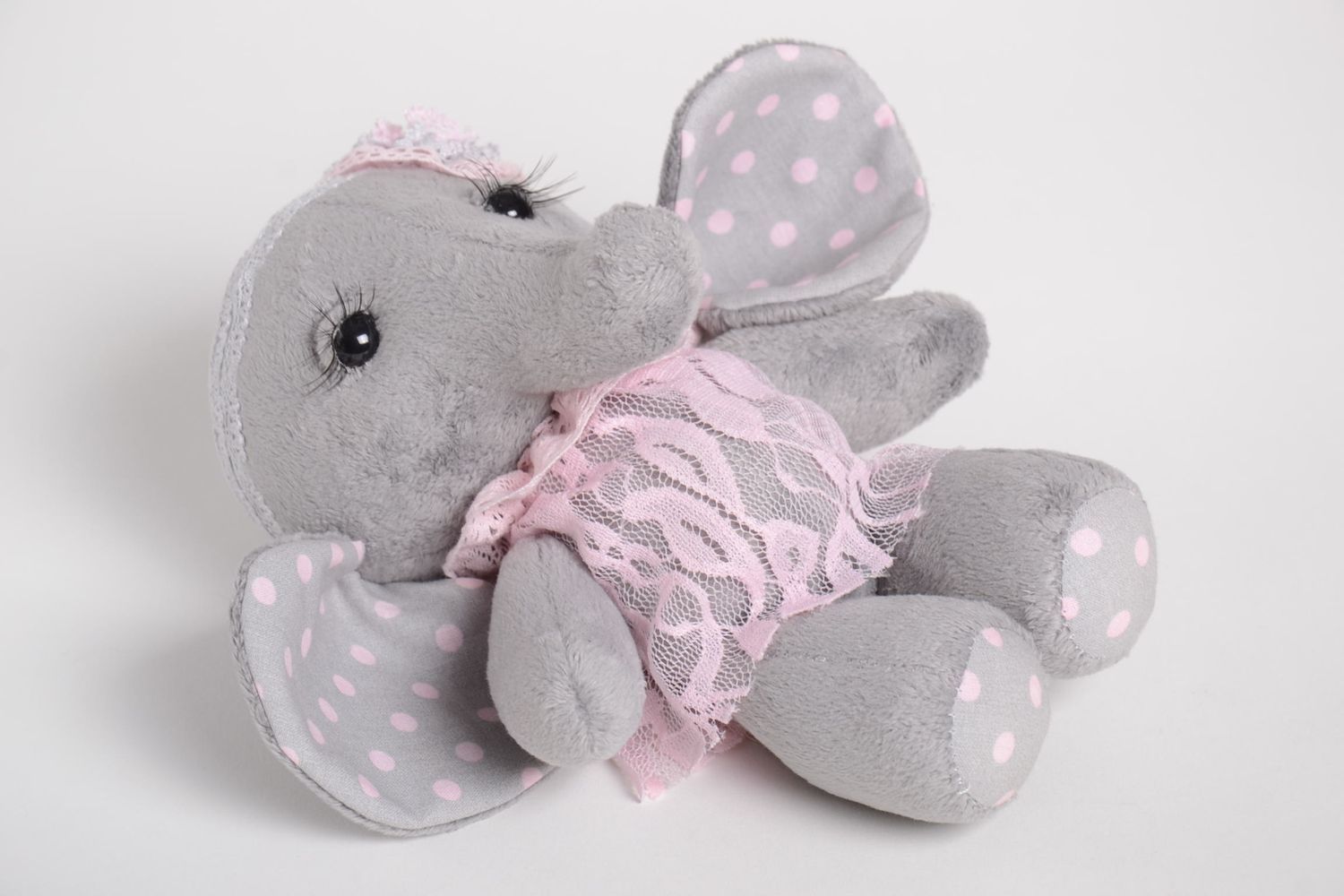 Handmade Kuscheltier Elefant mit Haarband Geschenk für Kinder Stoff Spielzeug  foto 5