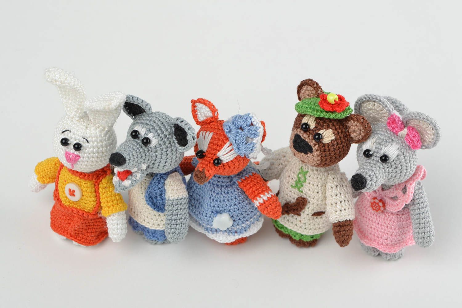 Handmade toy unusual finger toy set of 5 items handmade crocheted finger toy photo 4