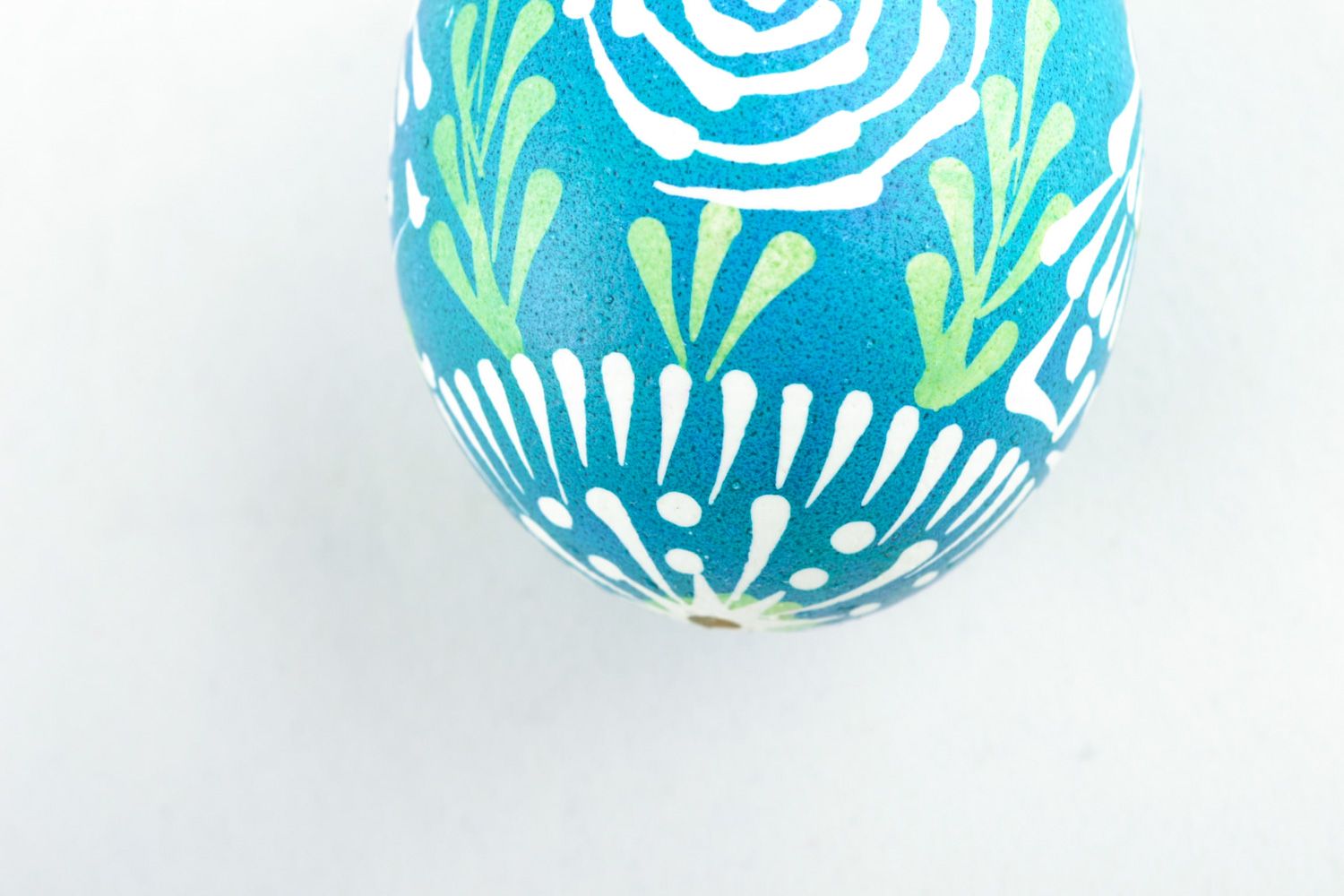 Handmade painted Easter egg with minimalistic ornament in blue color palette photo 4