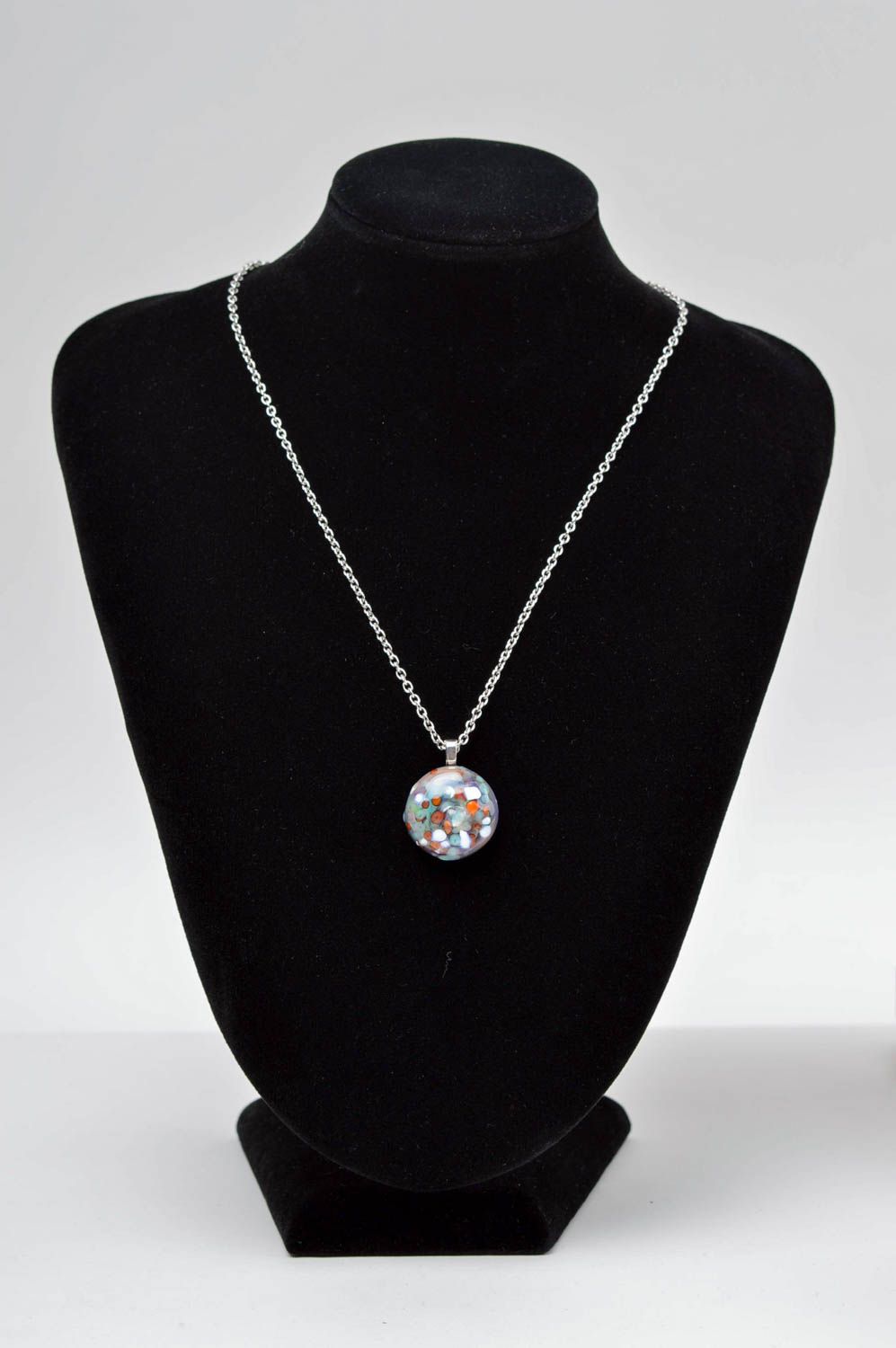 Stylish handmade glass pendant glass art unusual neck accessories for girls photo 5
