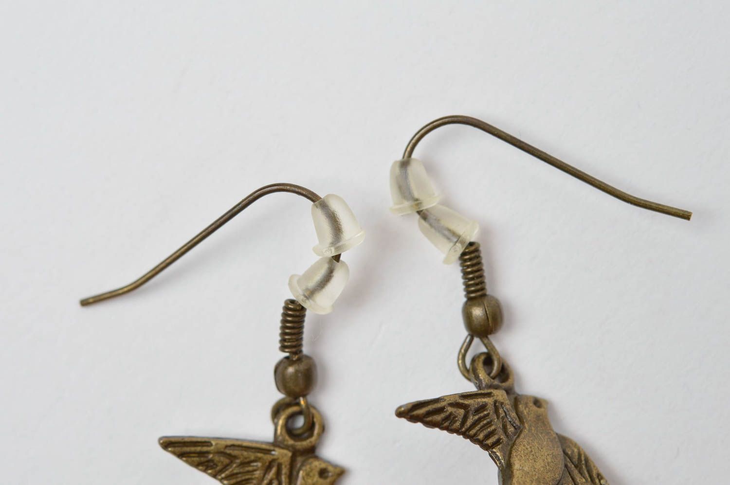 Boucles d'oreilles pendantes Bijou fait main Cadeau femme original Oiseaux photo 4