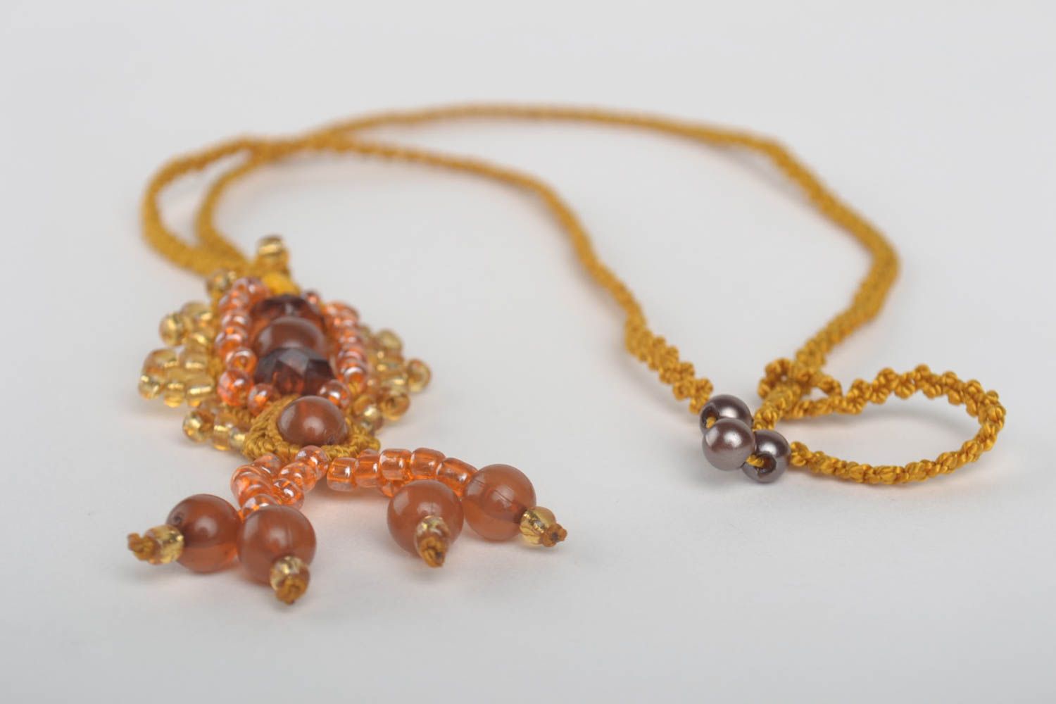 Handmade necklace macrame jewelry beaded necklace pendant necklace bead jewelry photo 4
