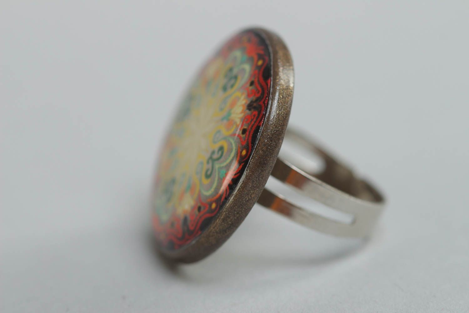 Runder Ring aus Glasur und Polymer Ton stilvoll groß mit Muster Handarbeit Frauen foto 2