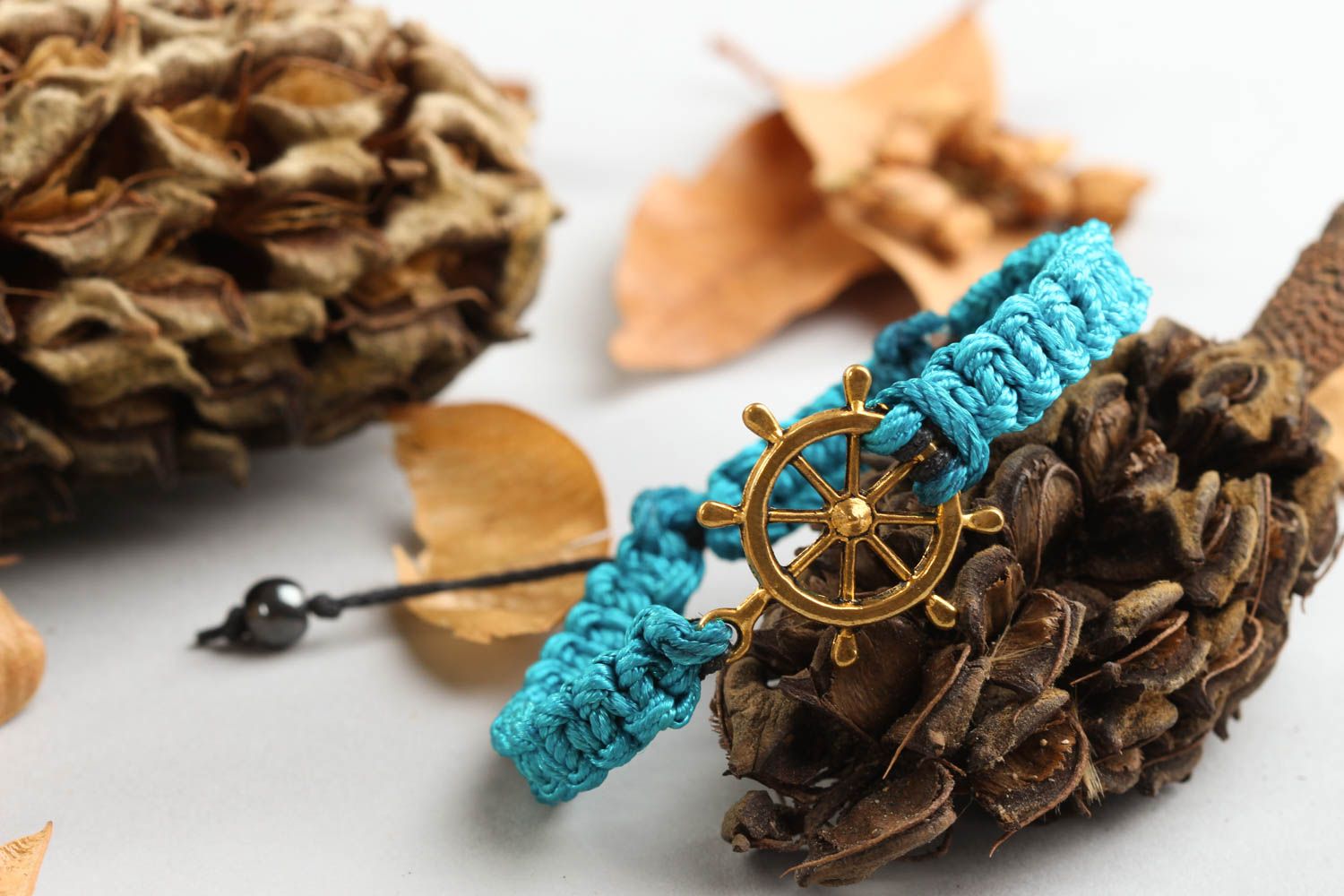 Браслет ручной работы браслет из шнурков голбуого цвета плетеный браслет фото 1