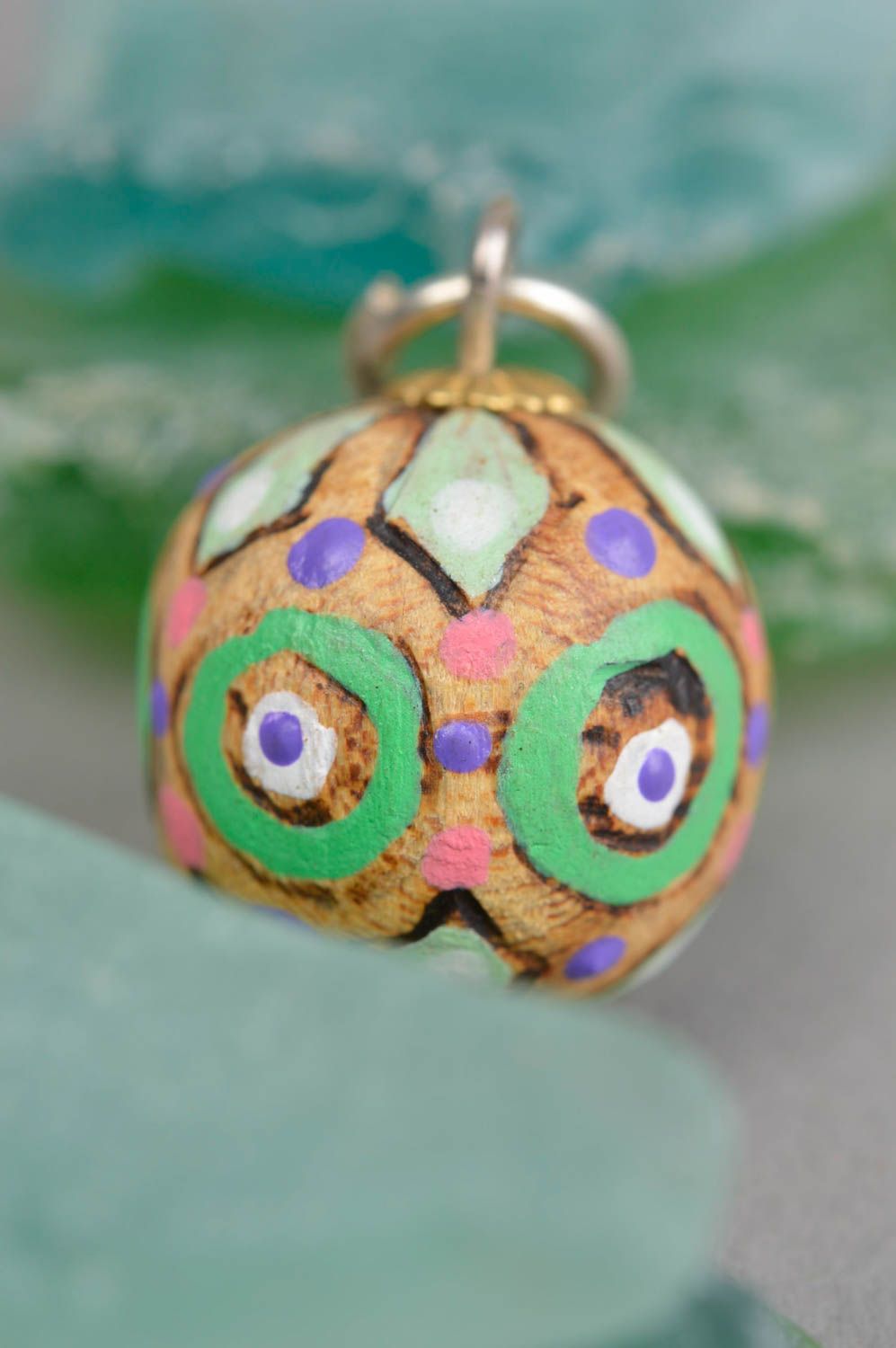 Stylish handmade wooden pendant ball pendant wood craft costume jewelry photo 1