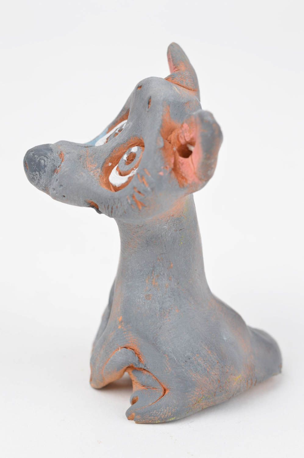 Статуэтка для декора ручной работы лисенок статуэтка животного фигурка из глины фото 2