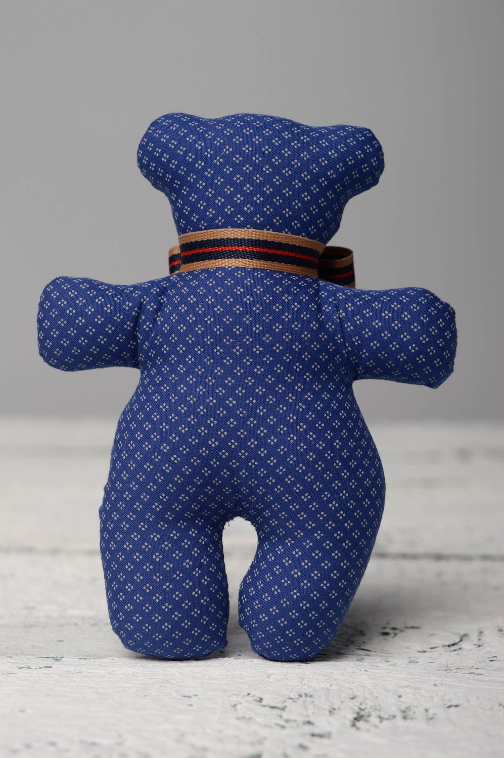 Hand sewn soft fabric toy Blue Soft Bear photo 5
