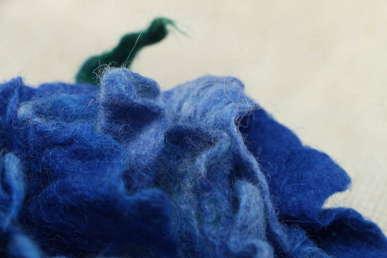 Wool brooch in the shape of blue peony photo 2