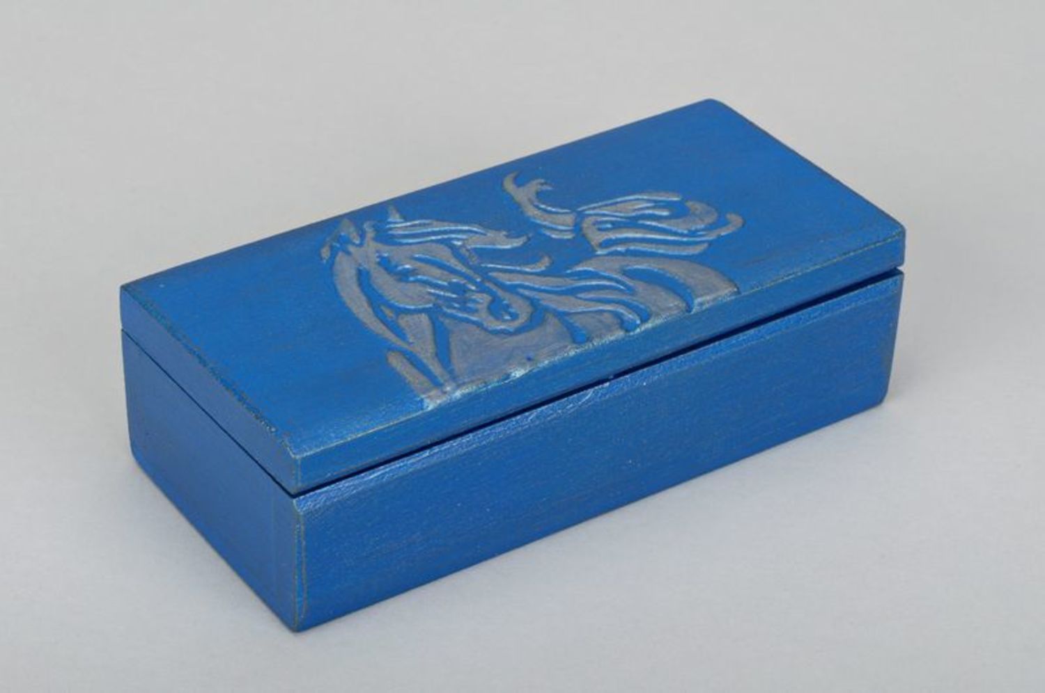 Blue wooden box for jewelry photo 4