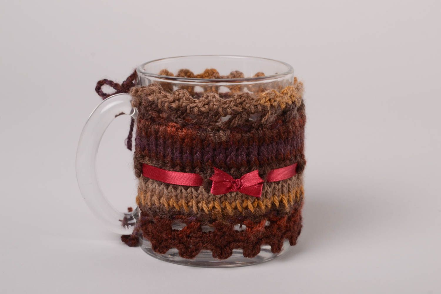 Couvre-tasse tricot fait main Pull pour mug cadeau original Noël crochet photo 1