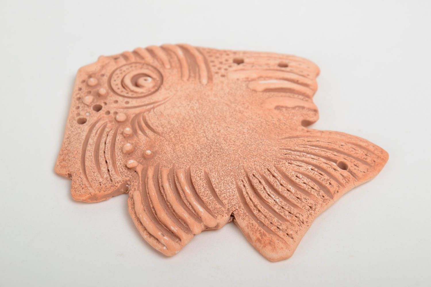Beautiful handmade clay blank pendant for painting Fish jewelry making photo 4