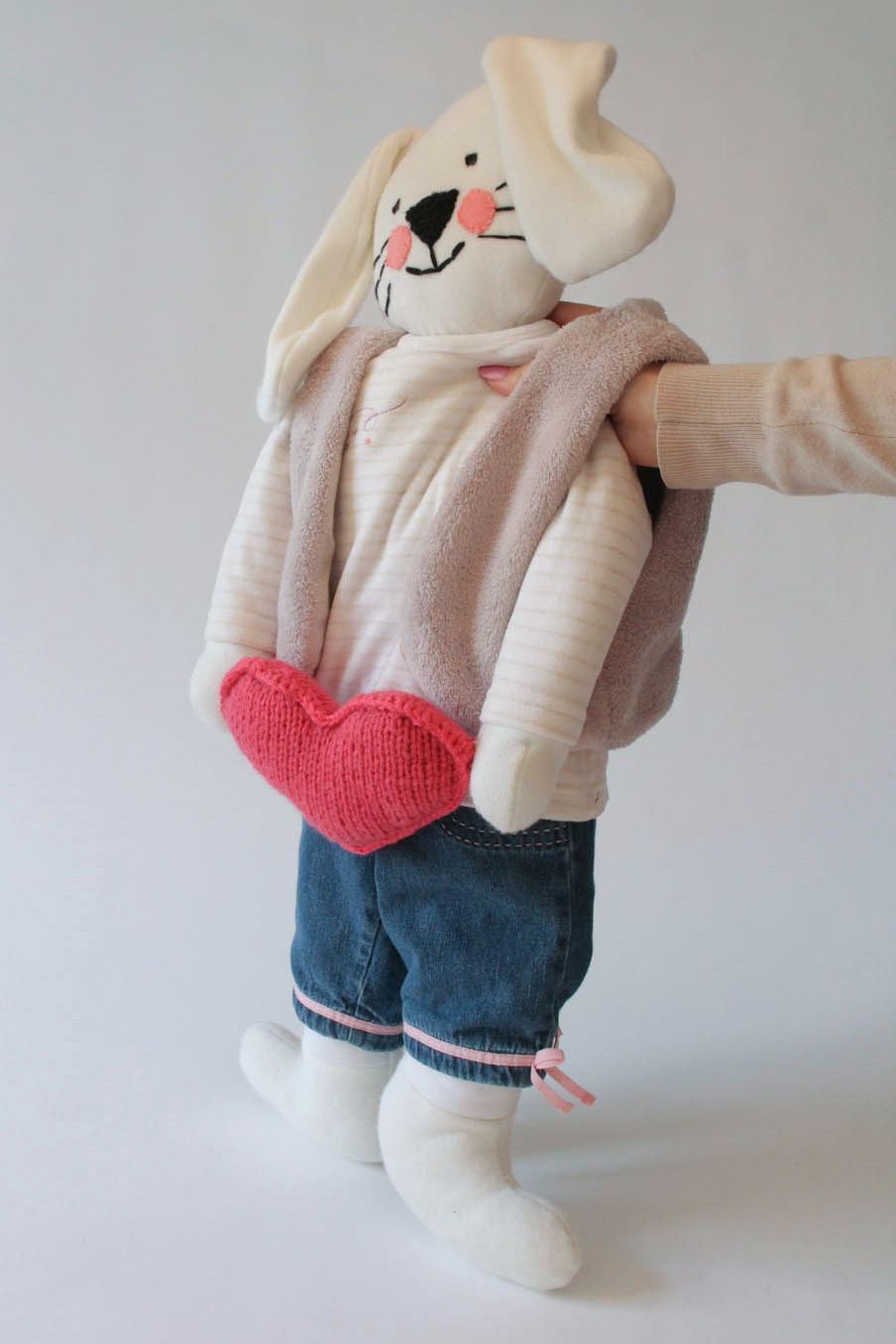 Lepre a maglia fatta a mano pupazzo morbido da bambini giocattolo a uncinetto foto 4