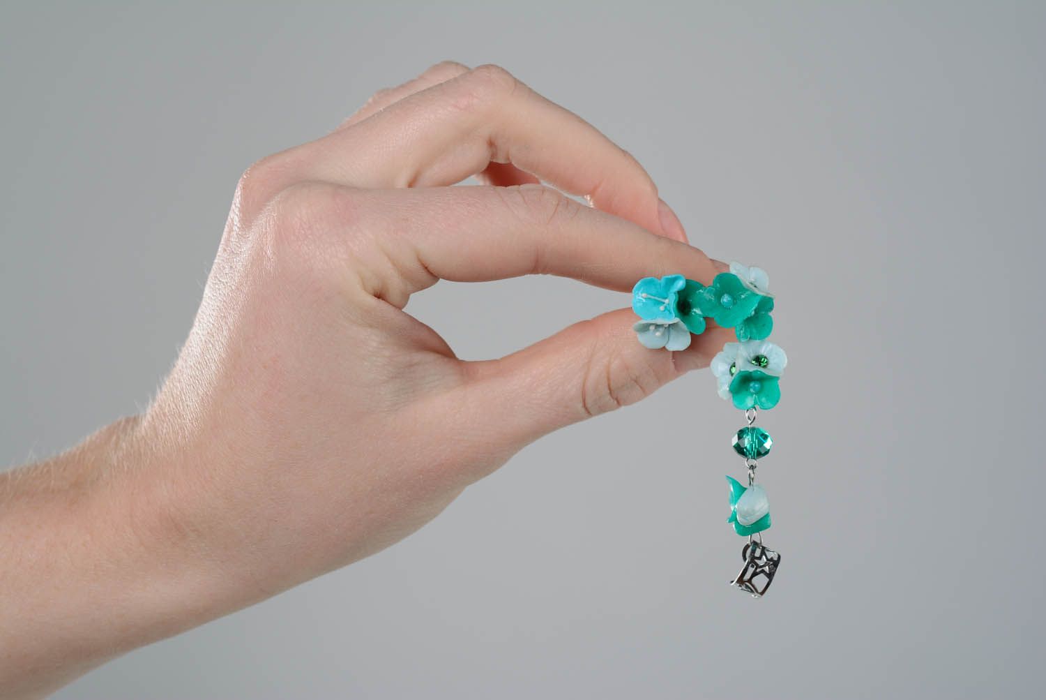 Brincos cuff de aço médico acessório feminino feito à mão Em cor de turquesa foto 4