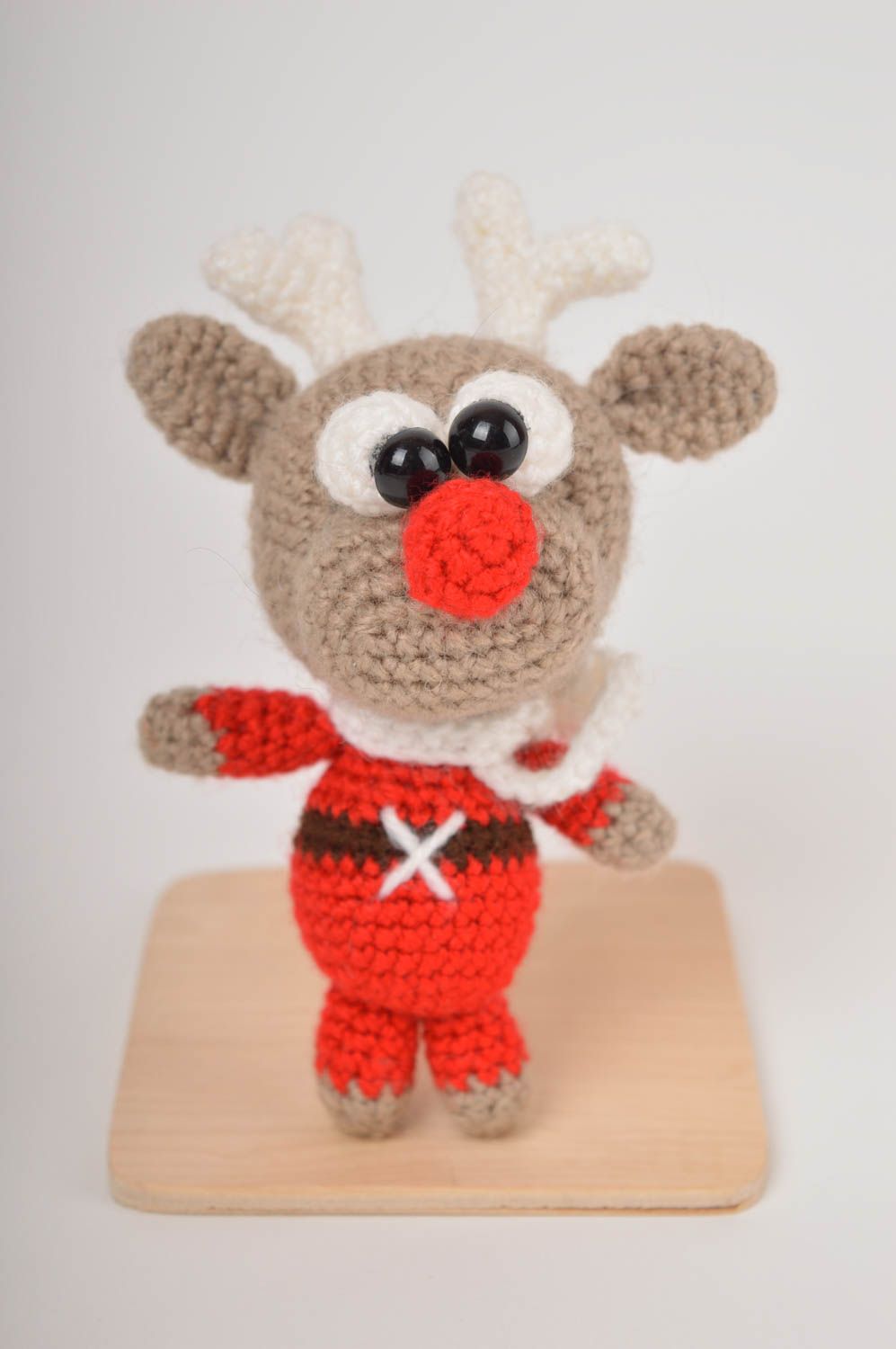 Peluche renne Jouet fait main de Noël tricoté en acrylique Cadeau enfant photo 3