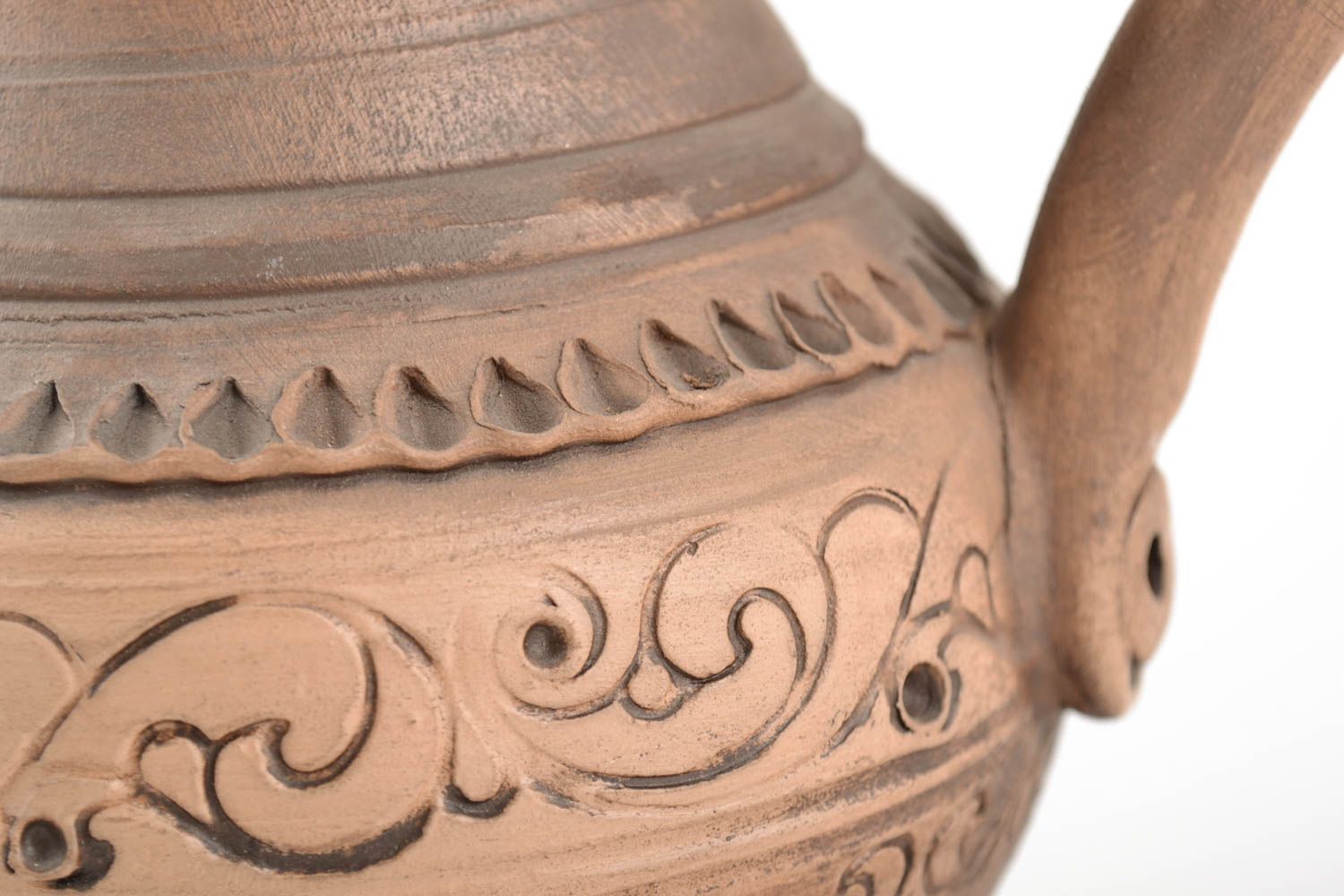 Cruche en céramique faite main avec couvercle poterie originale 1 litre photo 3