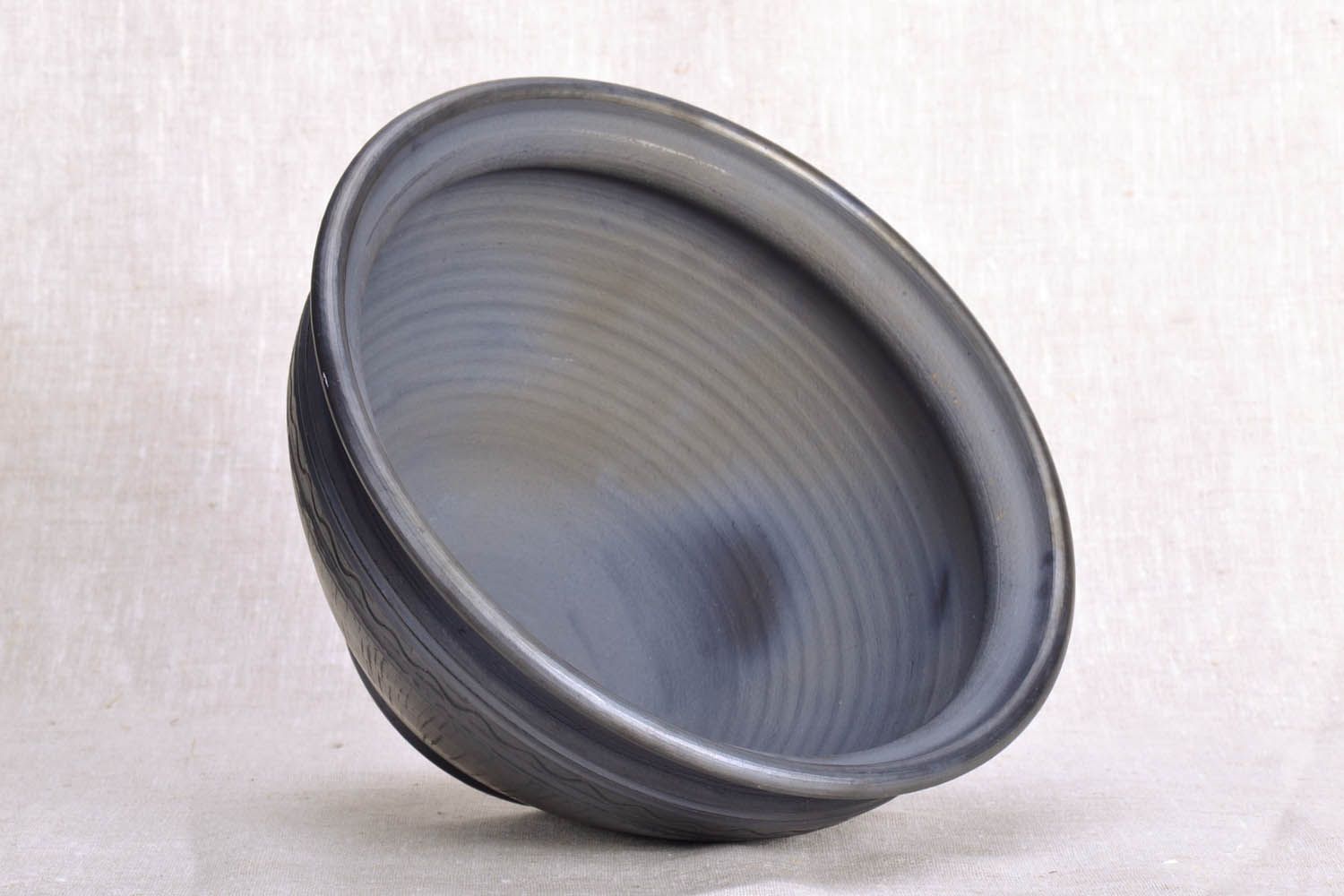 Large ceramic dark color bowl 10 inches wide 3 lb photo 3