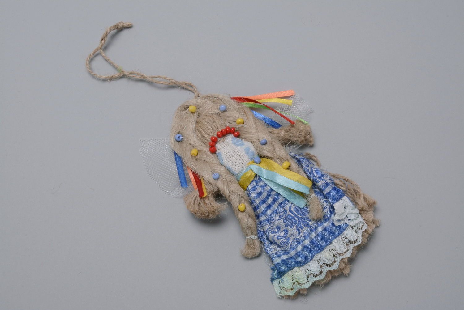 Bambola etnica fatta a mano bambola di stoffa talismano per la fortuna foto 3