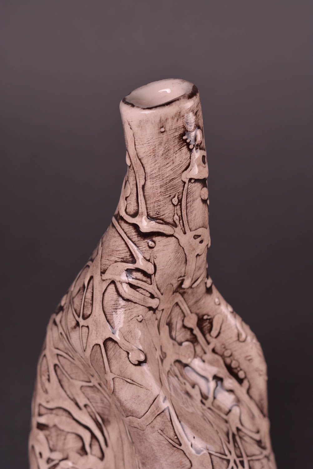 Подарок ручной работы глиняная бутылка 700 мл керамическая бутылка светлая фото 3