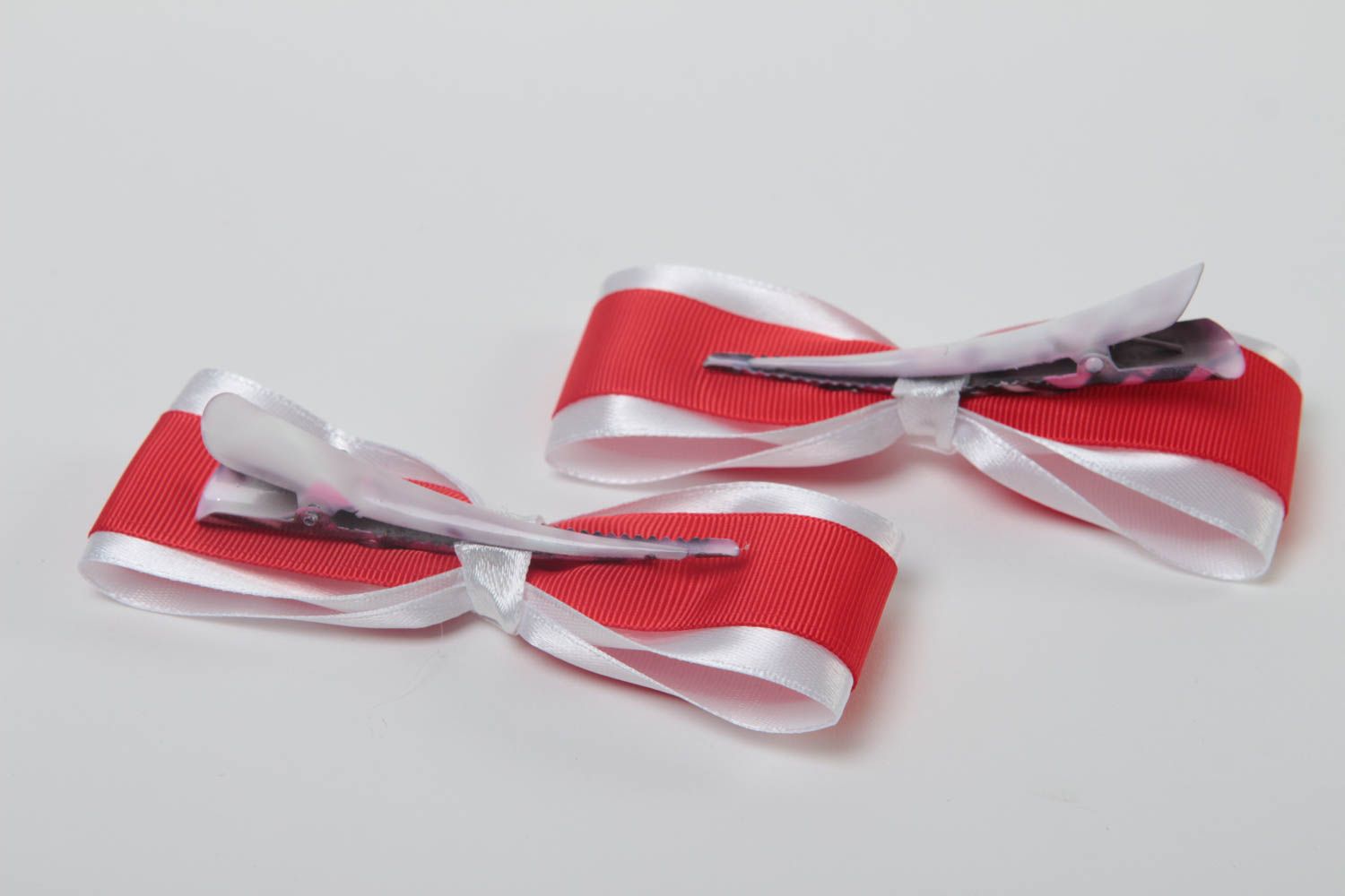 Set of 2 bow hair clips handmade hair accessories ribbon hair clips kids gifts photo 4