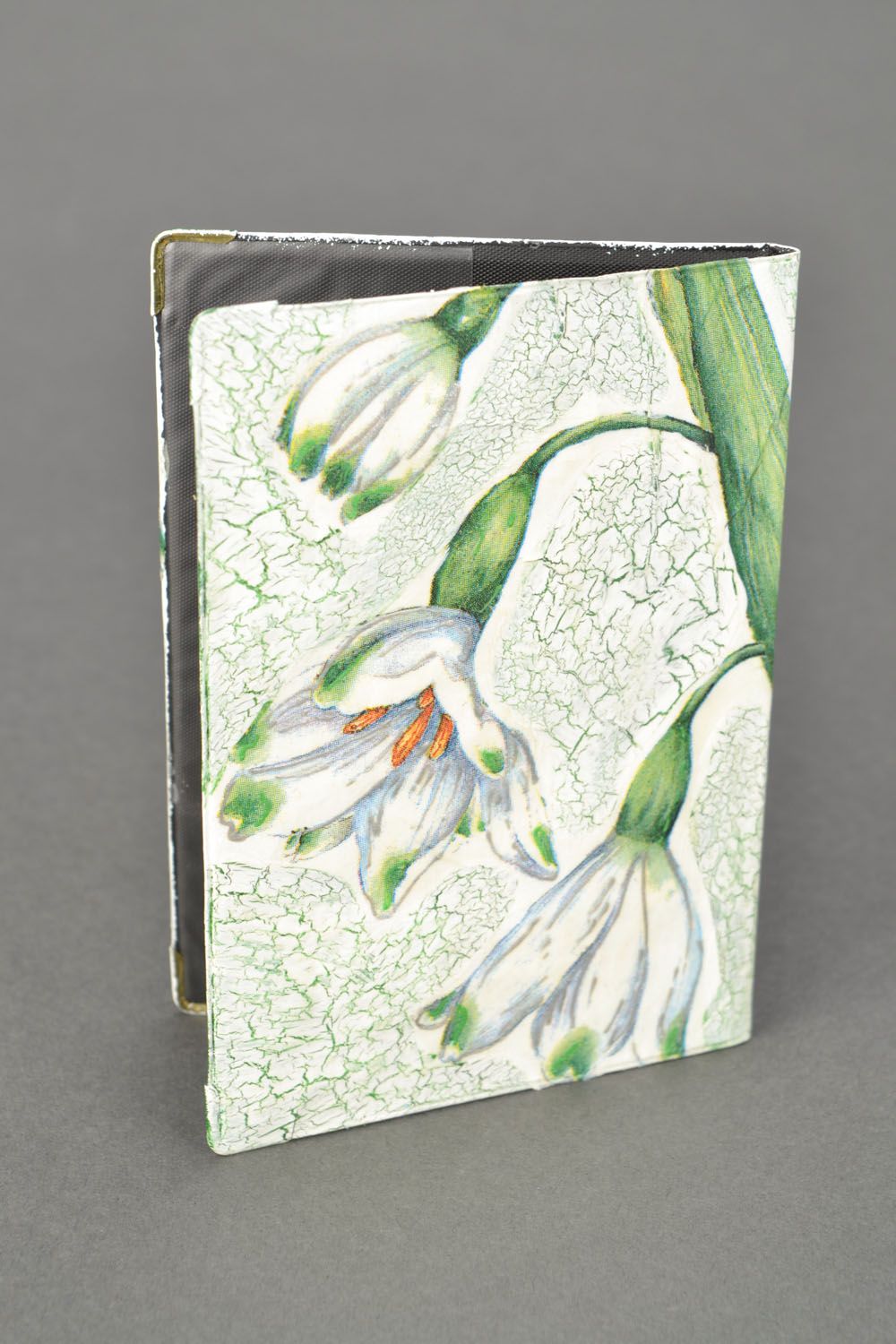 Passport cover with decoupage Snowdrops photo 3