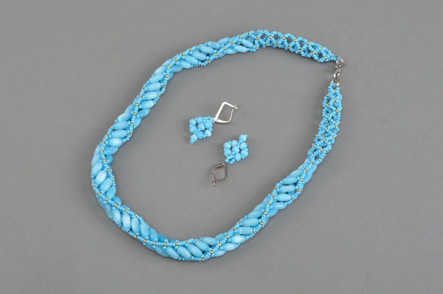 Conjunto de bisutería hecha a mano  collar y pendientes accesorios para mujer foto 2