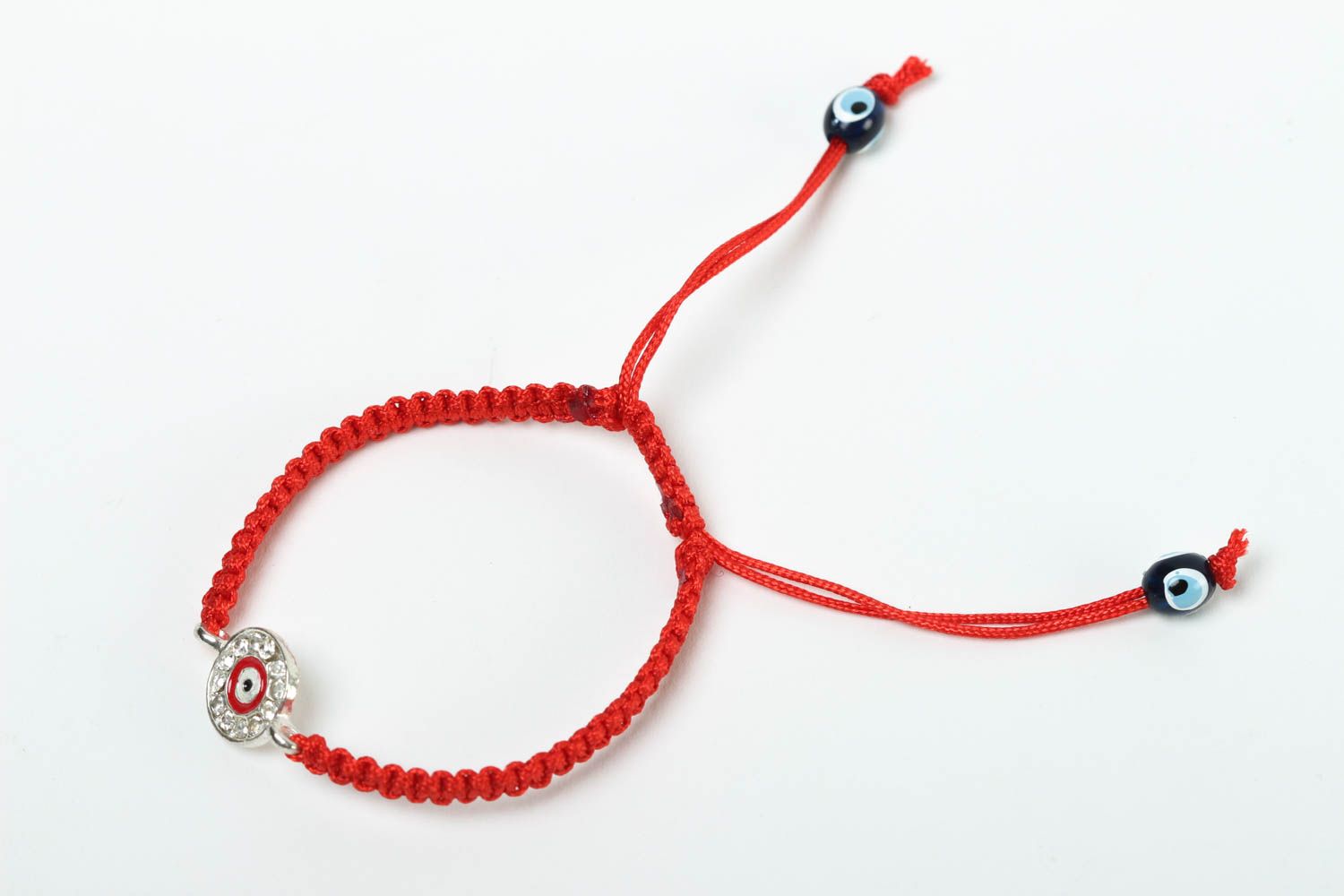 Bracelet en fils Bijou fait main strass design rouge fin Accessoire femme photo 2