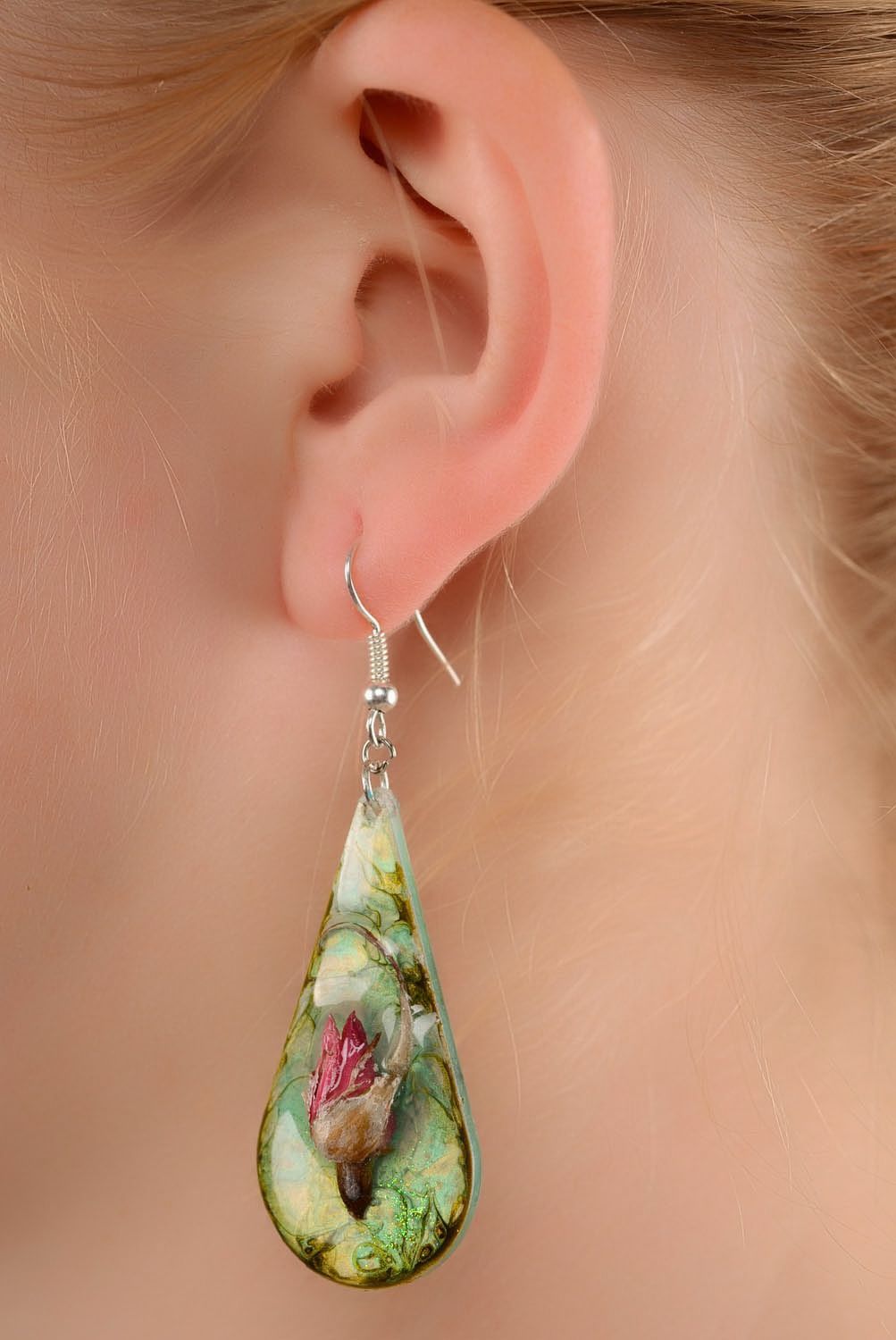 Long dangling earrings Rose photo 3