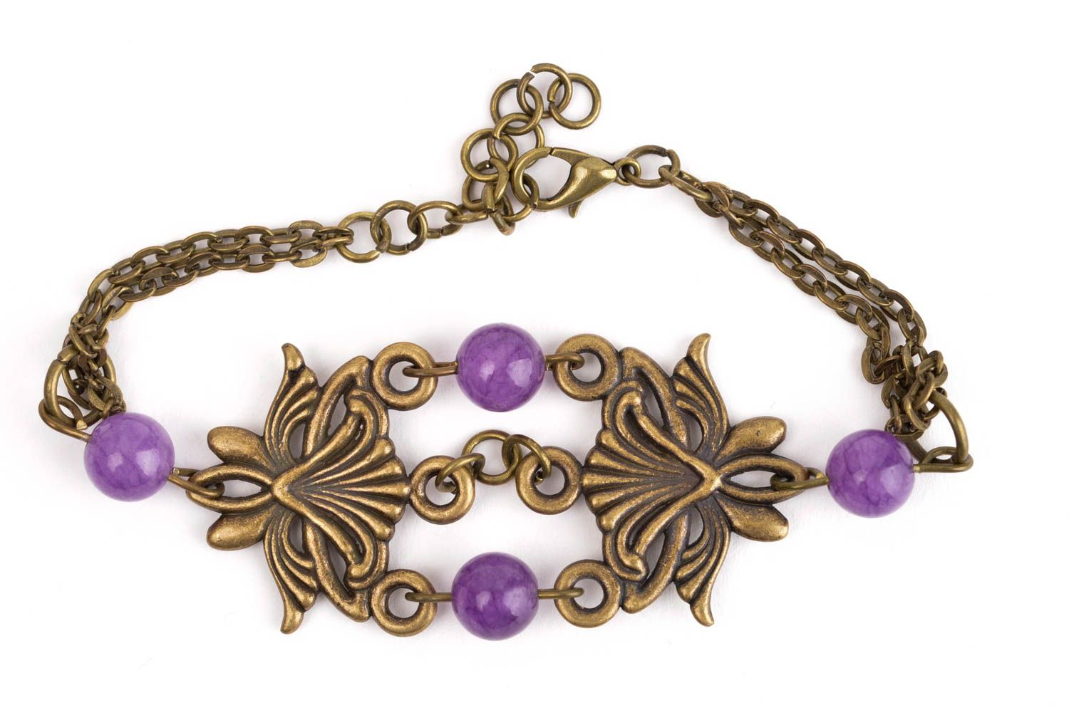 Bracelet verre design Bijou fait main métal perles Accessoire femme original photo 2