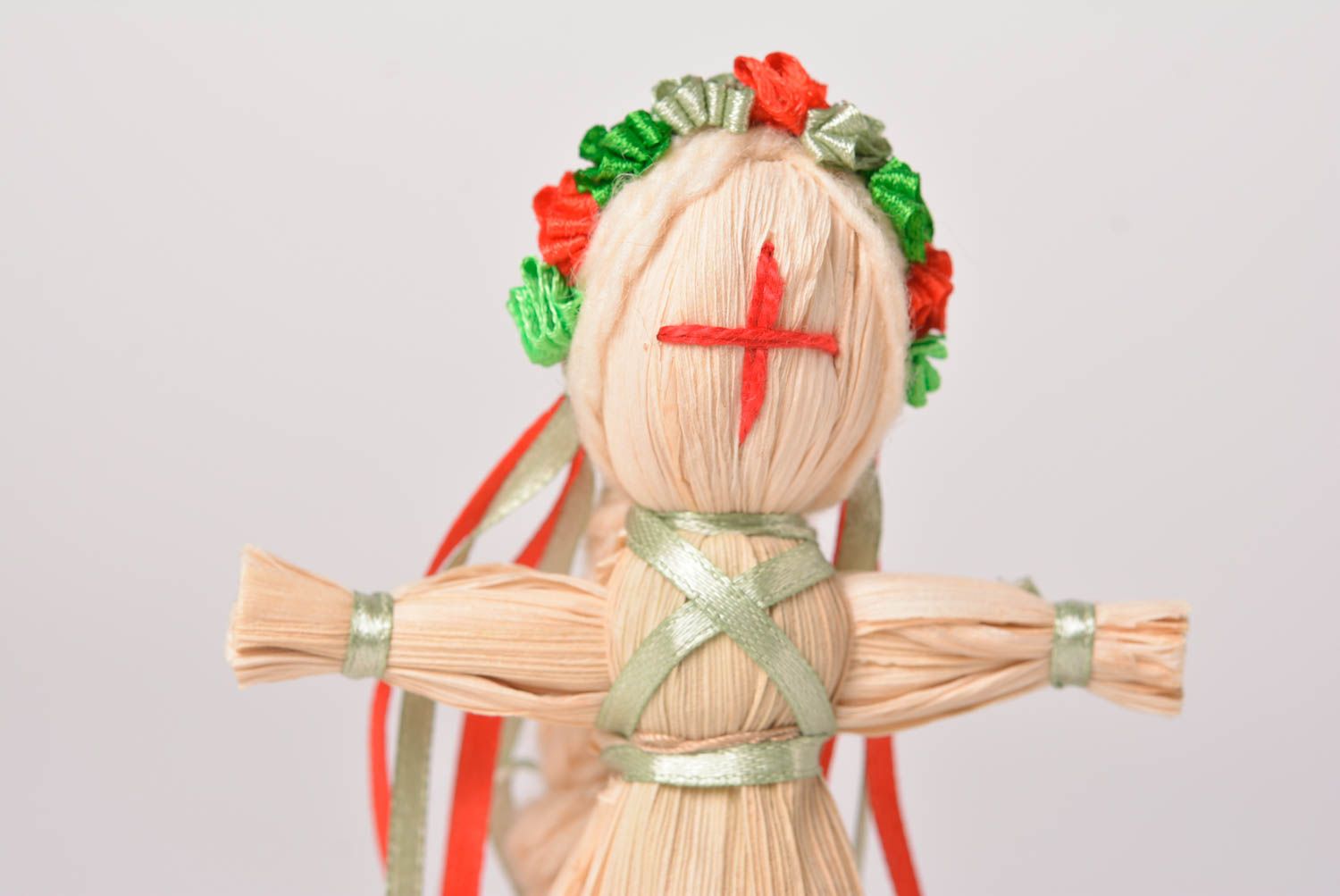 Handmade interior doll unusual designer doll toy made of straw interior toy photo 5