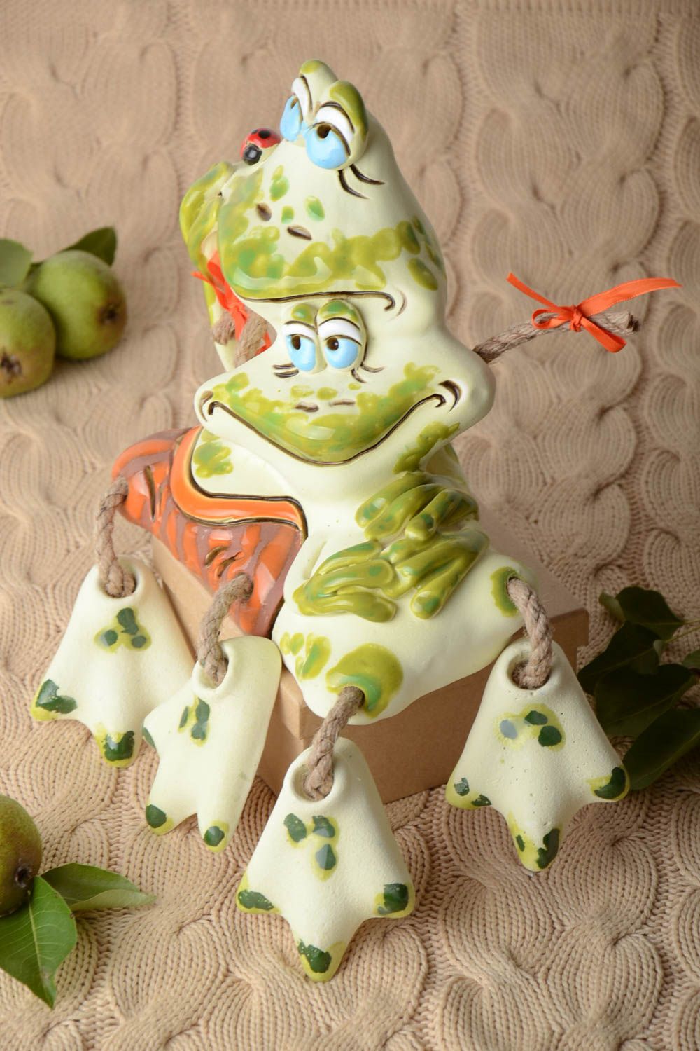 Handgemachte Keramik lustige Spardose Ton Deko Spardose Frosch ungewöhnlich foto 1
