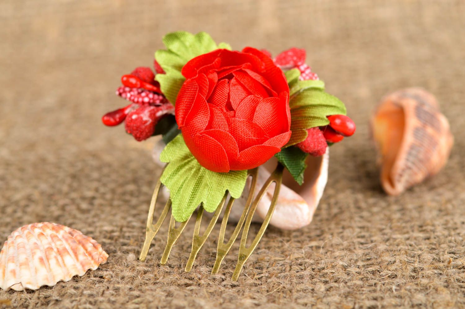Handmade hair accessory flower hair comb flowers for hair designer accessories photo 1