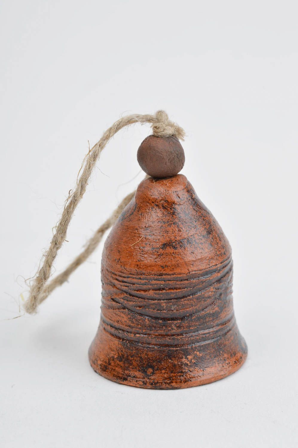 Handmade ceramic souvenir designer bell made of clay unusual stylish bell photo 2