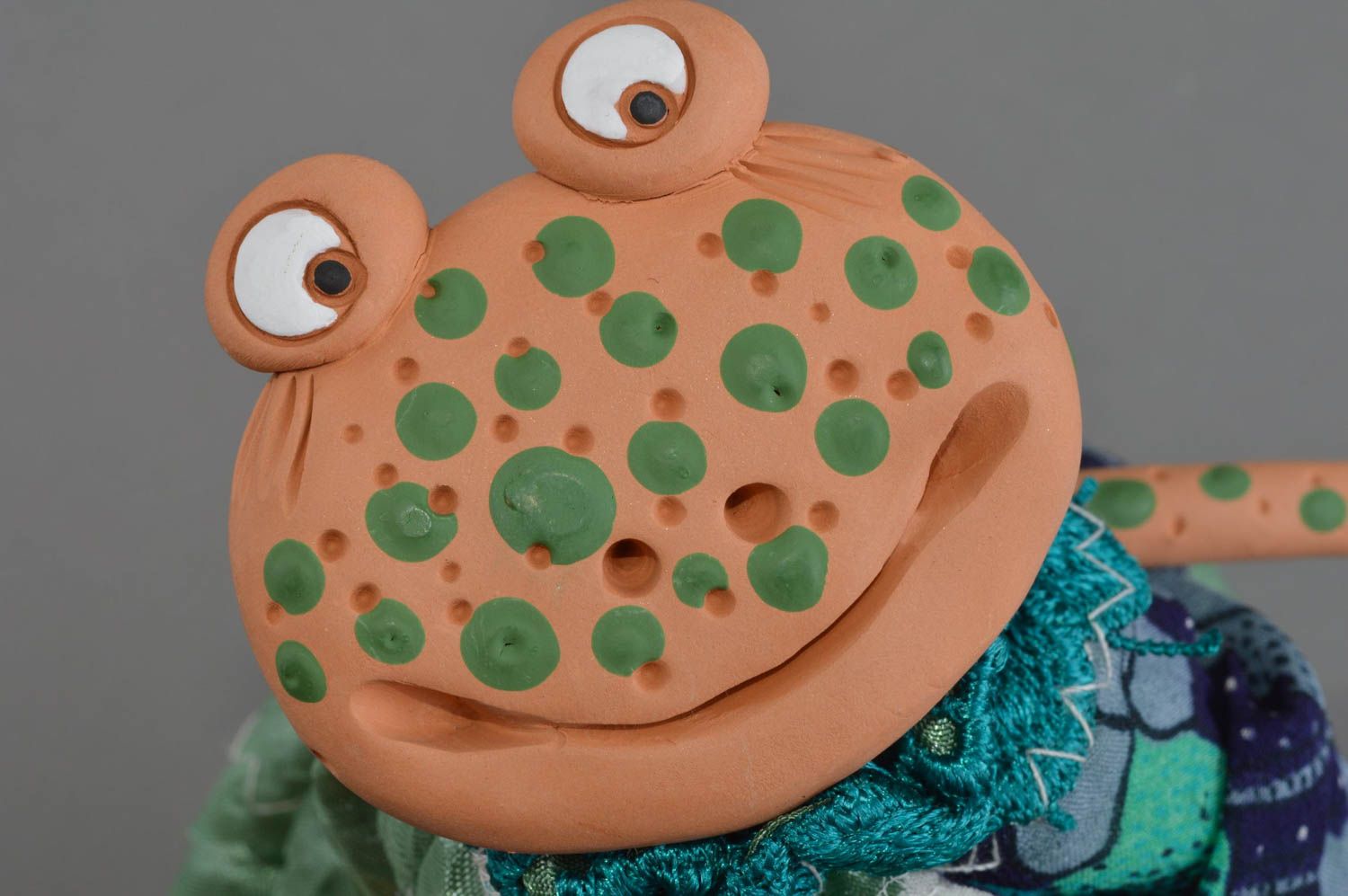 Keramik Spielzeug Frosch Anhänger für Interieur Designer Deko Figurine handmade foto 5