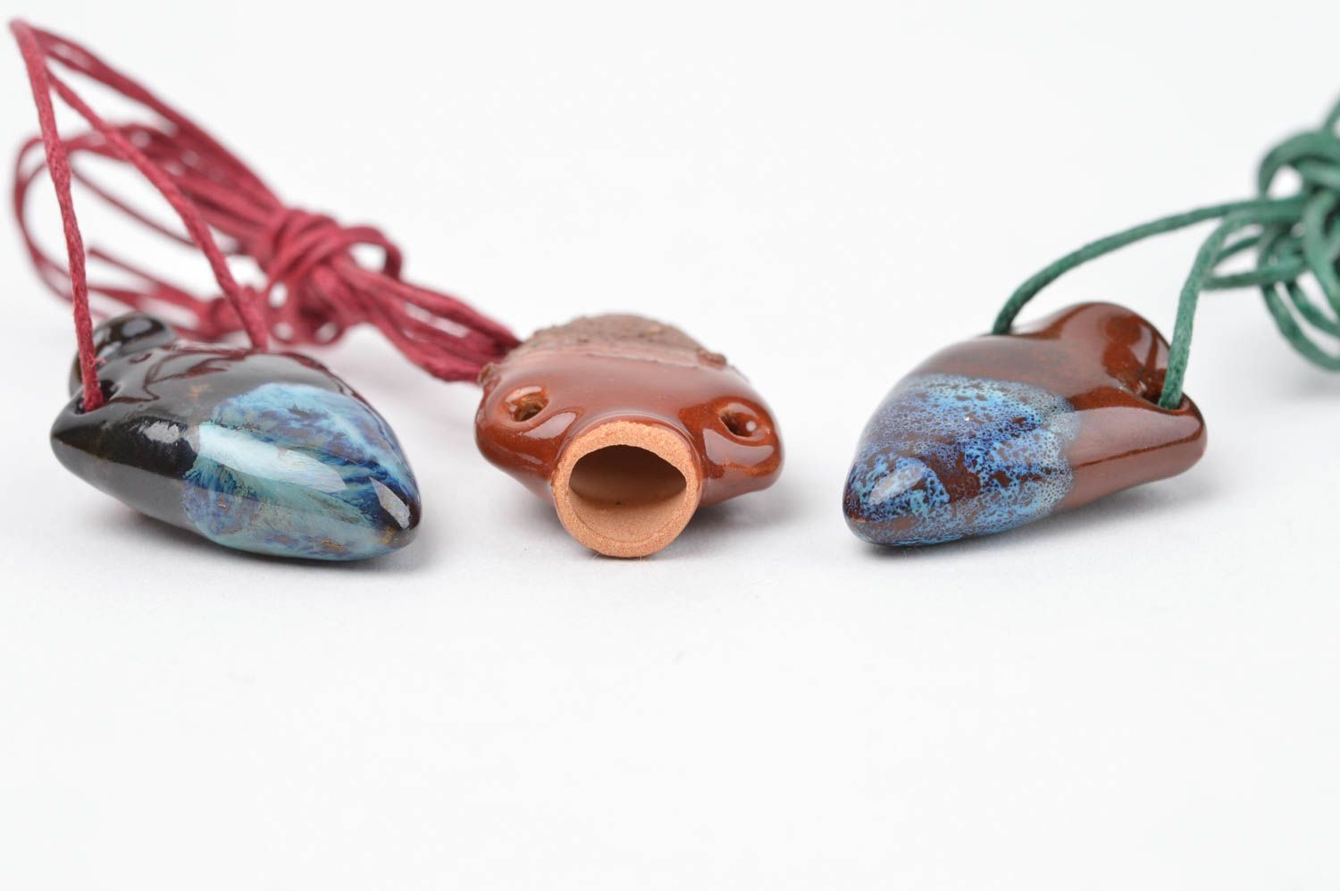 Unusual ceramic pendants stylish handmade aroma pendants cute jewelry 3 pieces photo 2