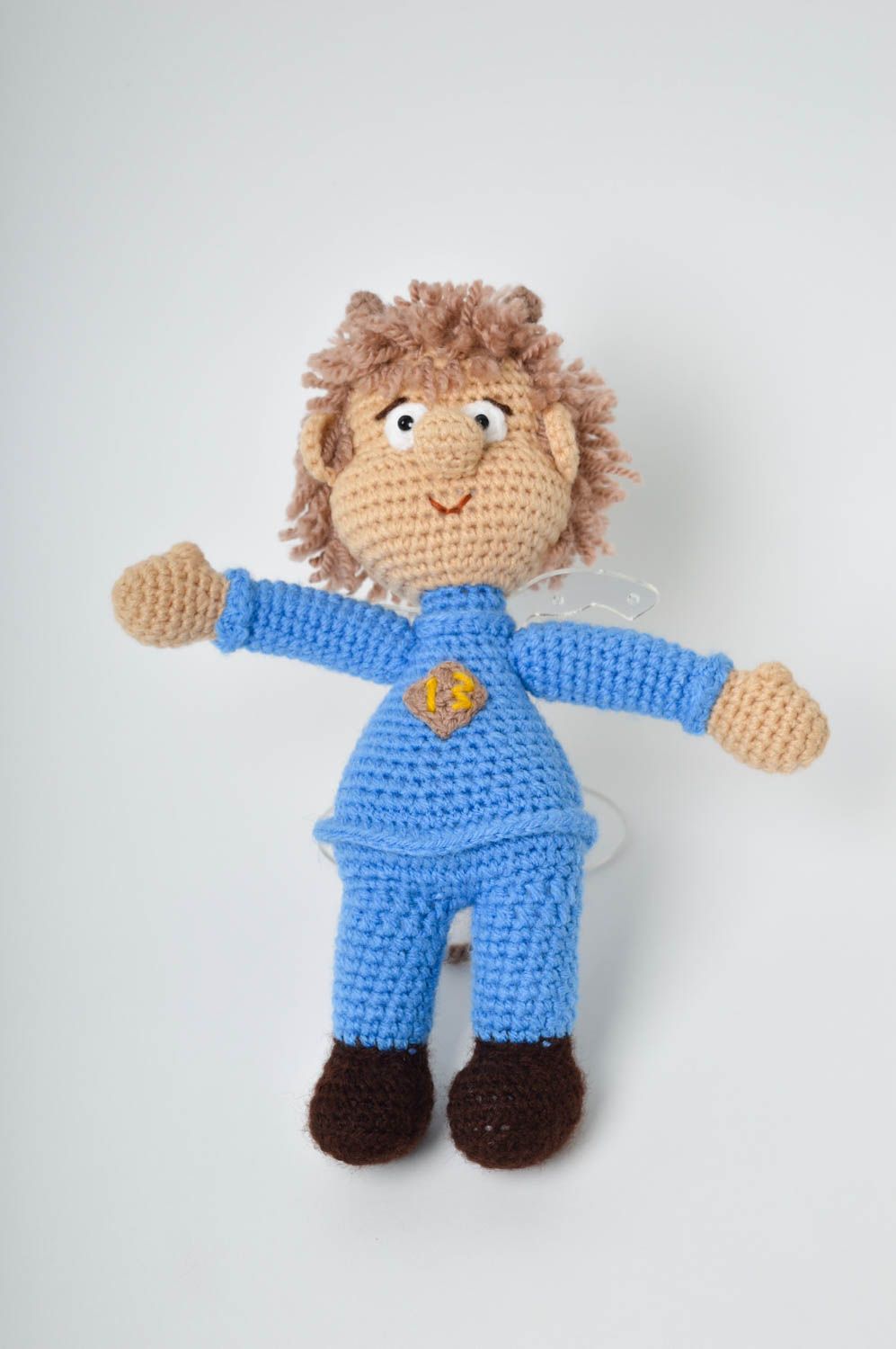 Кукла ручной работы текстильная кукла мальчик мягкая игрушка в голубом костюме фото 2