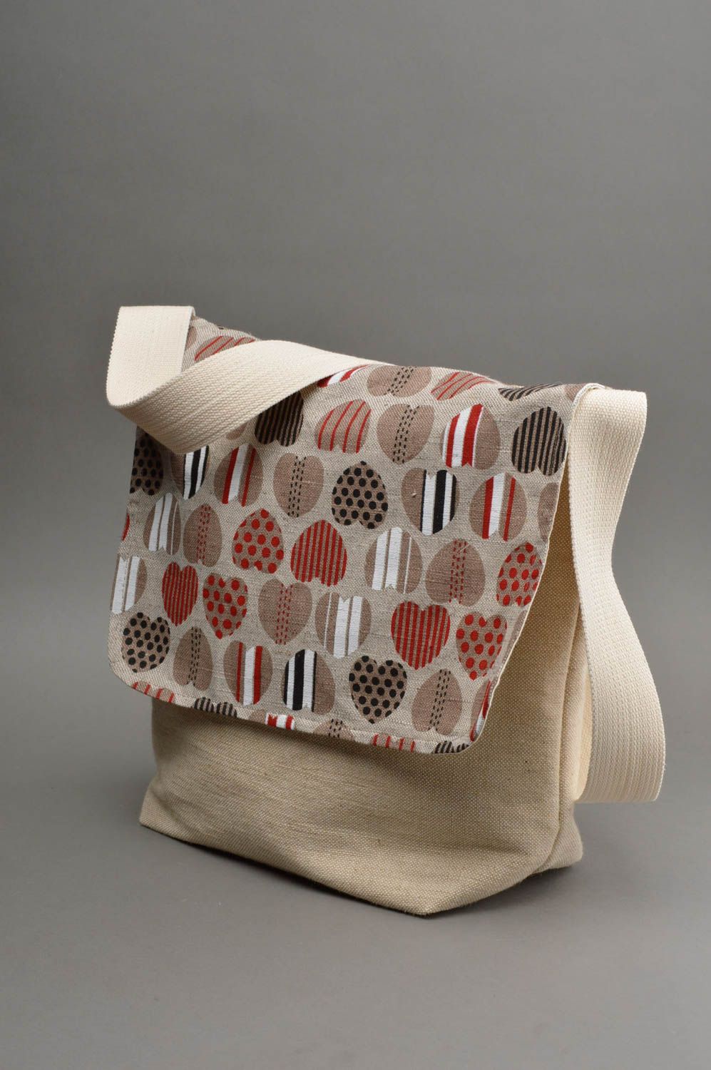 Sac en tissu fait main avec imprimé coeurs et pochette intérieure pour femme photo 3