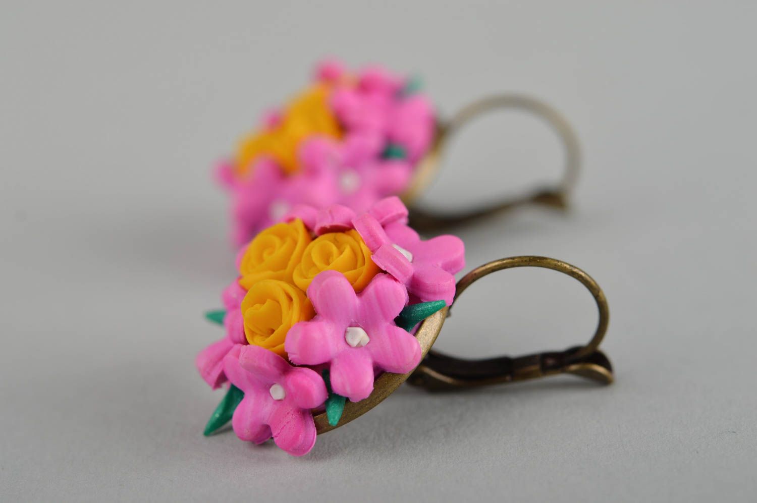 Украшение ручной работы серьги из полимерной глины модные серьги цветочные фото 4