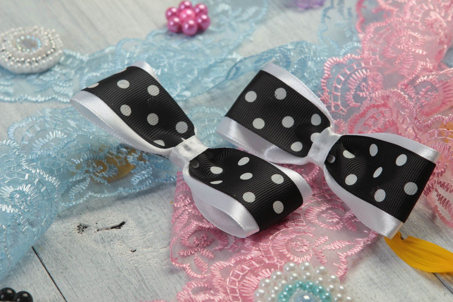 Set of 2 hair clips cute bows for hair handmade hair accessories gifts for baby photo 1