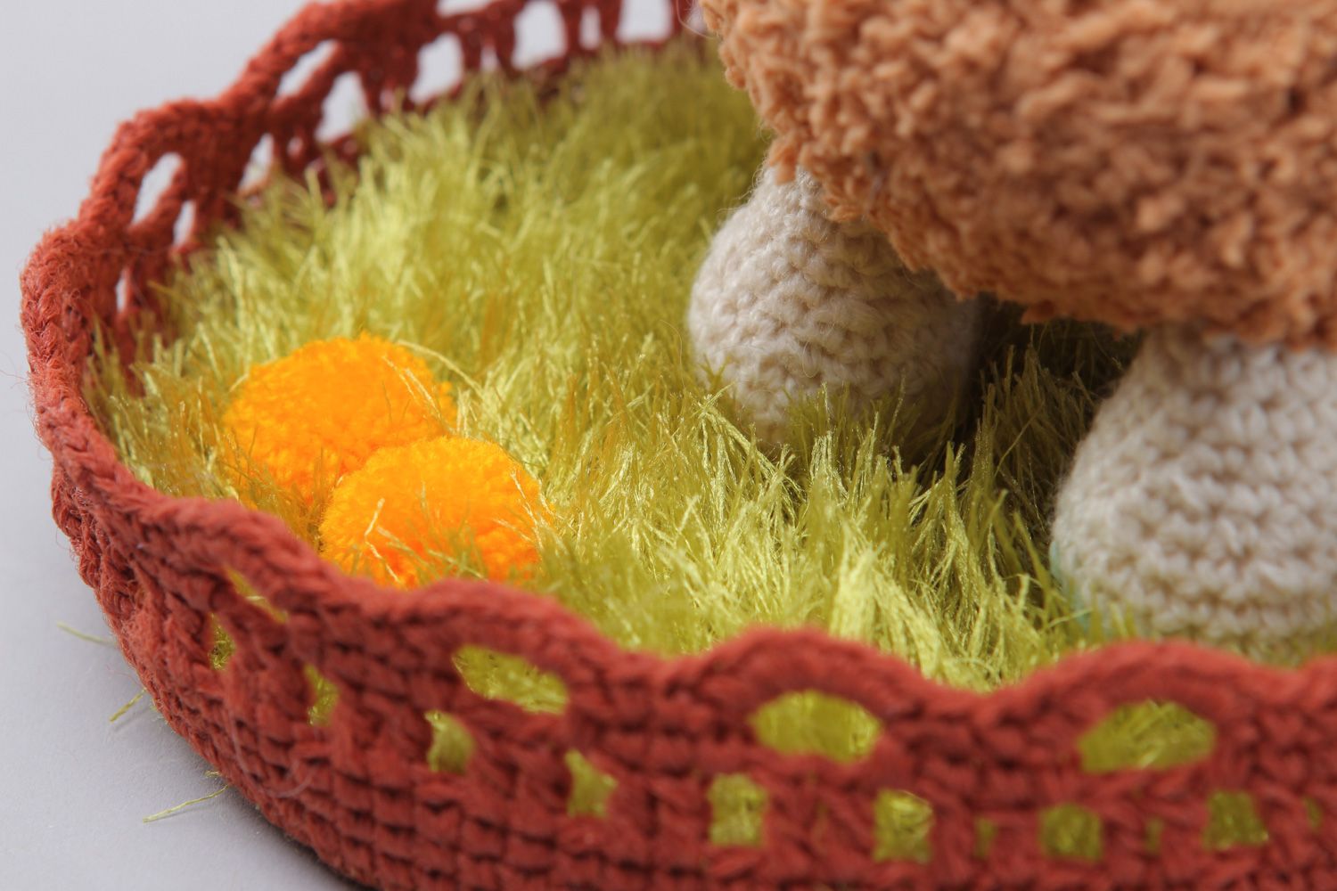 Cute handmade Easter lamb soft toy crocheted of woolen and cotton threads  photo 3