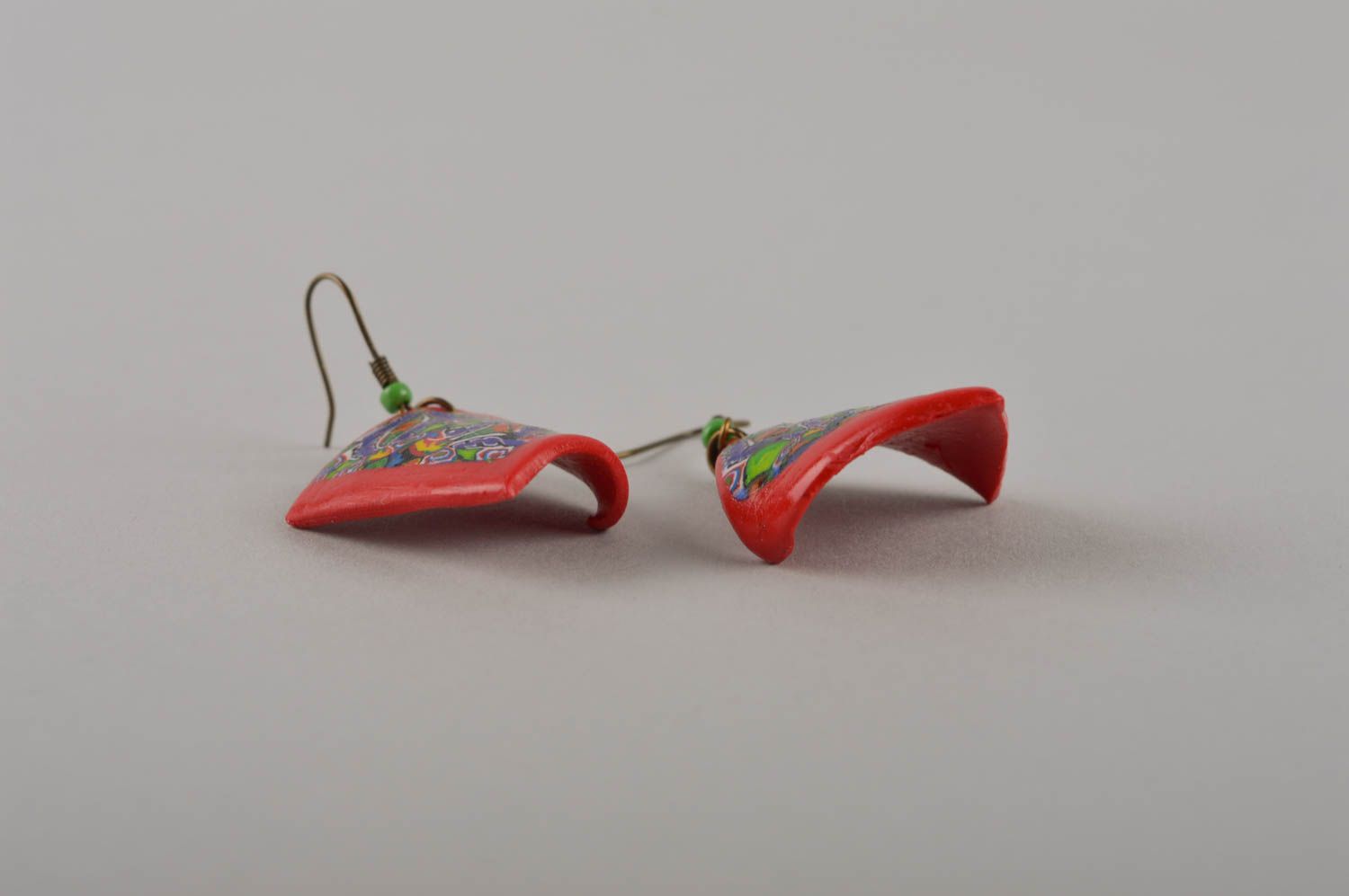 Small ceramic earrings jewelry made of polymer clay handmade stylish earrings photo 4