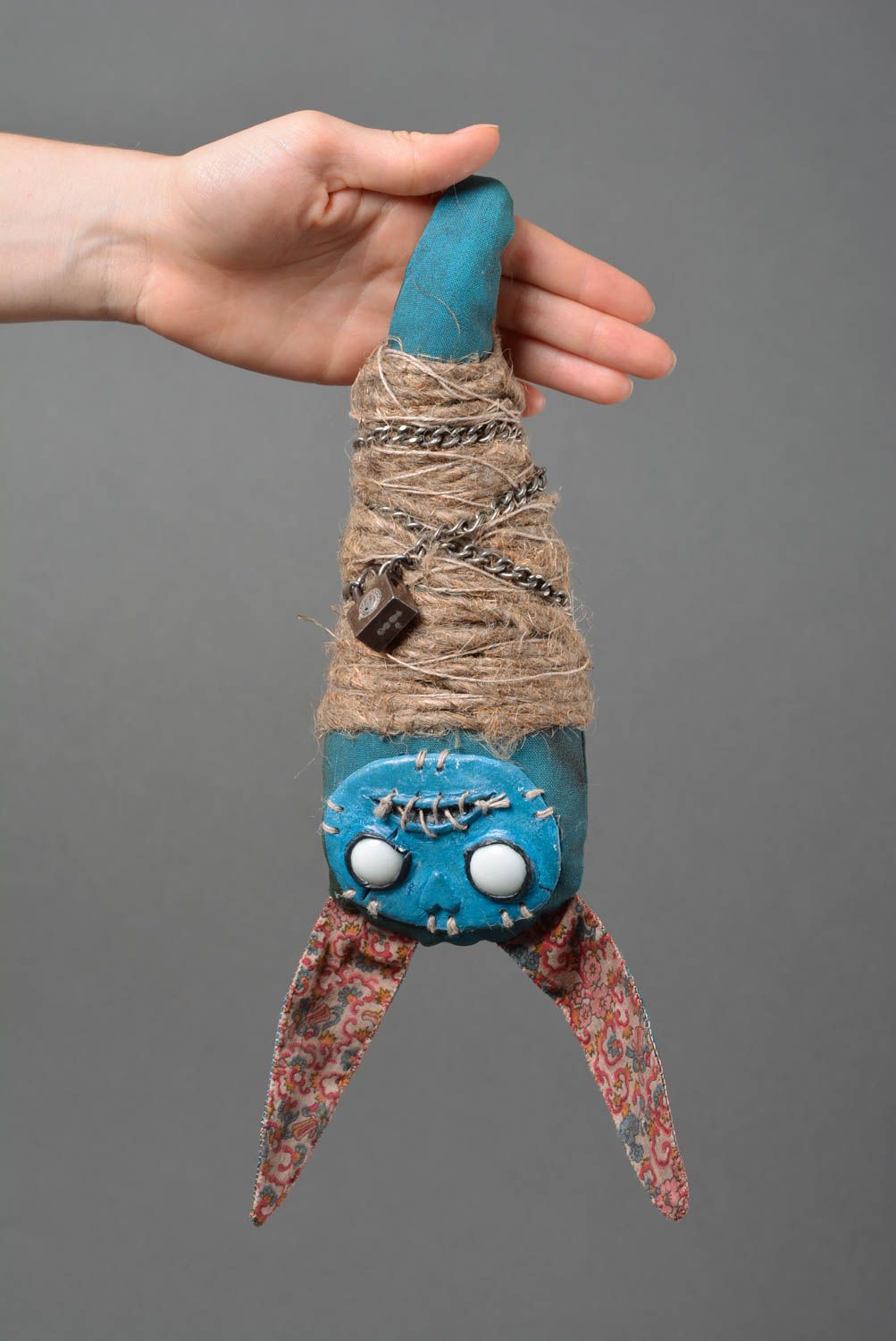 Игрушка ручной работы интерьерная игрушка декор для дома оригинальная голубая фото 3