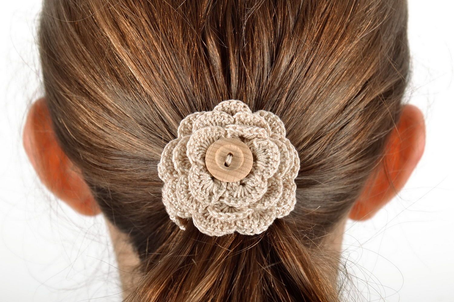 Élastique cheveux en coton avec fleur photo 3