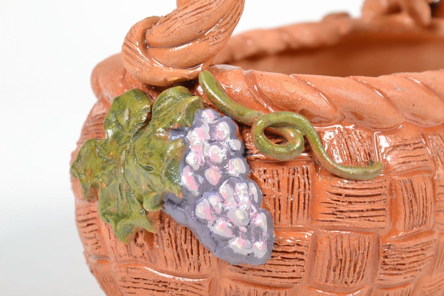 Petite corbeille céramique Grappe de raisin faite main photo 3