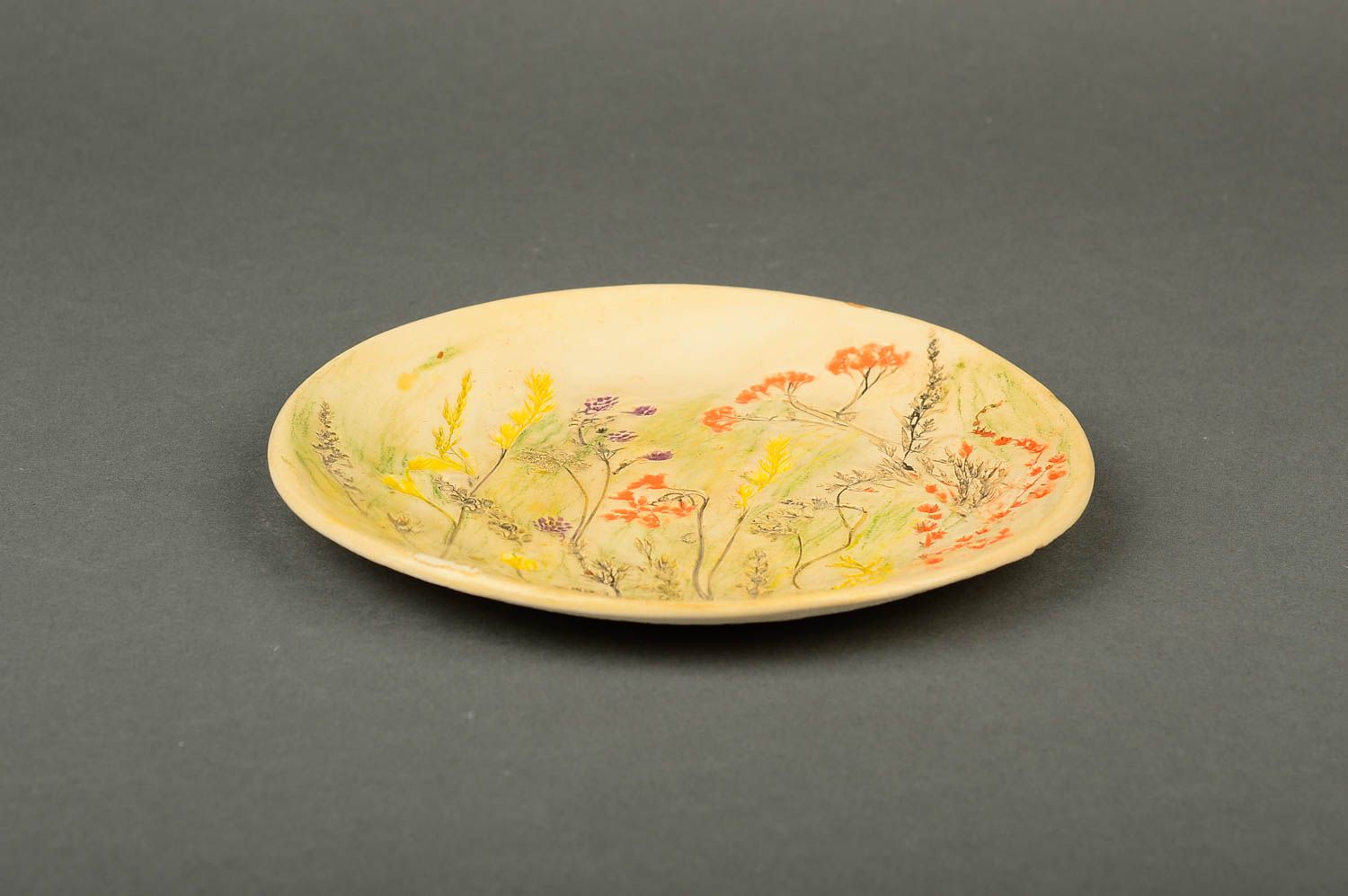 Керамическая тарелка хэнд мэйд глиняная посуда расписная тарелка с рисунком фото 3