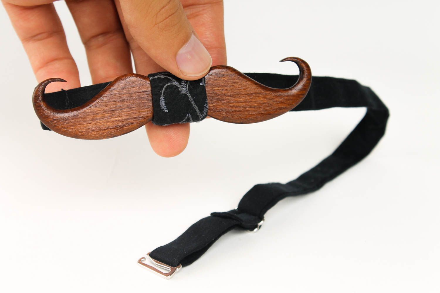 Corbata de lazo artesanal pajarita moderna de madera de haya accesorio unisex foto 5