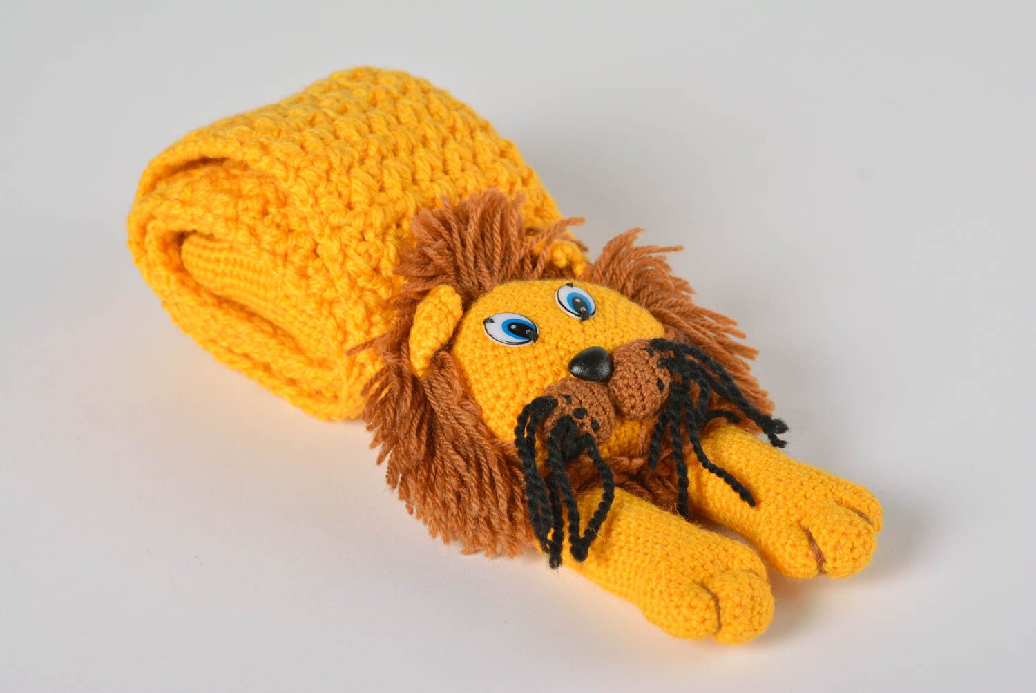 Шарф крючком шарф ручной работы детский шарф желтый яркий оригинальный фото 5